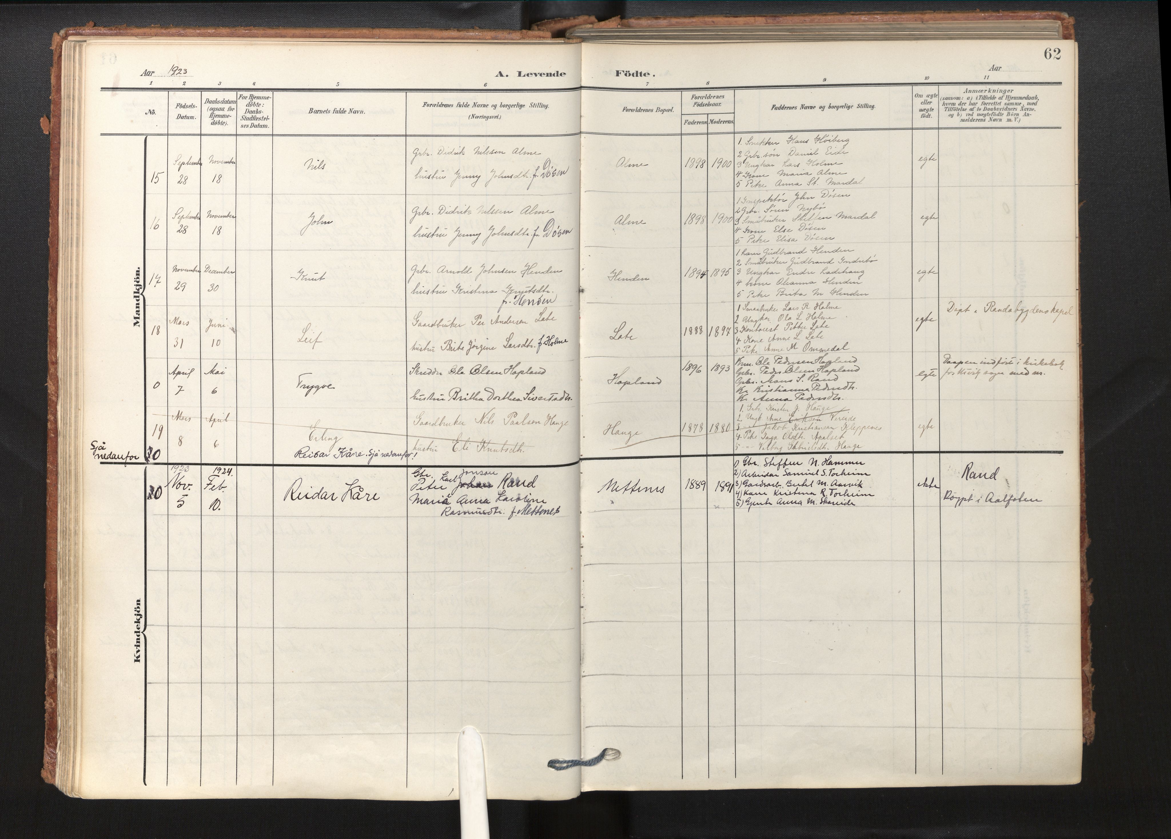 Gloppen sokneprestembete, SAB/A-80101/H/Haa/Haab/L0002: Parish register (official) no. B 2, 1906-1932, p. 61b-62a
