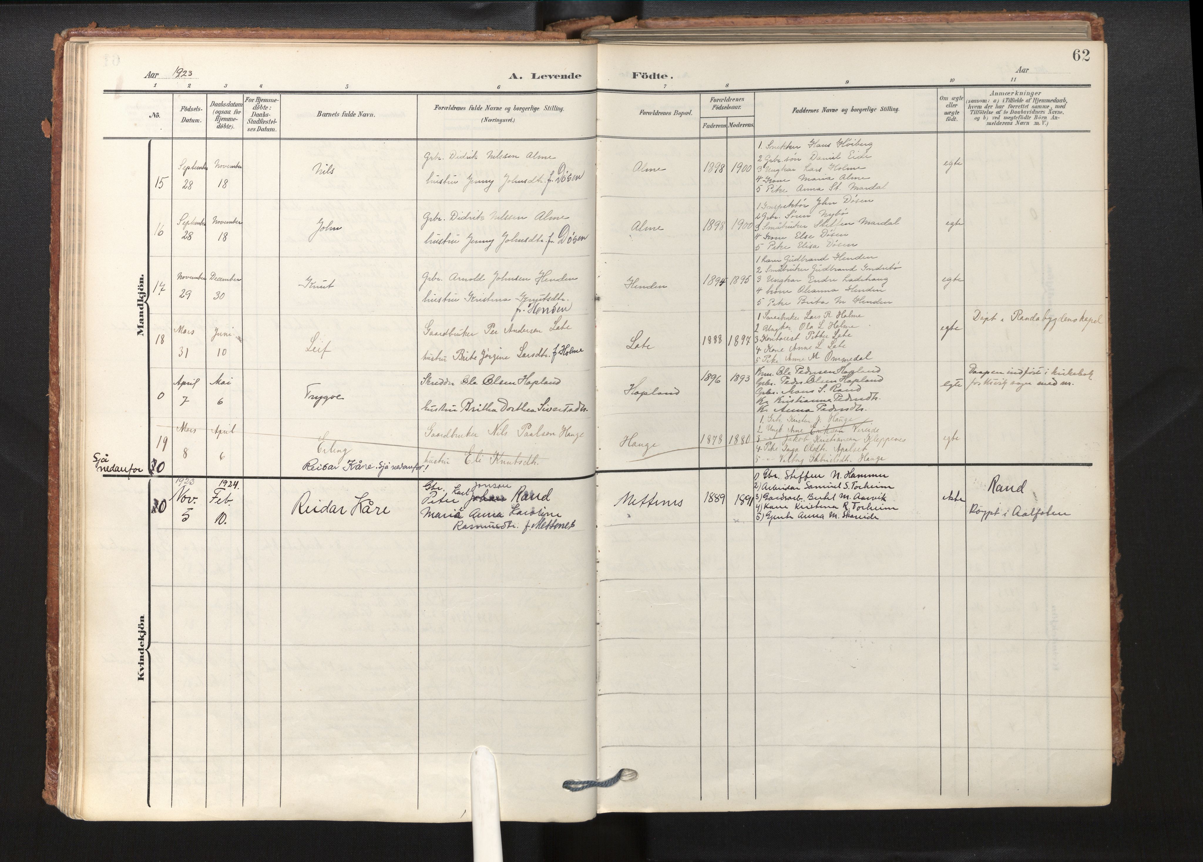 Gloppen sokneprestembete, AV/SAB-A-80101/H/Haa/Haab/L0002: Parish register (official) no. B 2, 1906-1932, p. 61b-62a