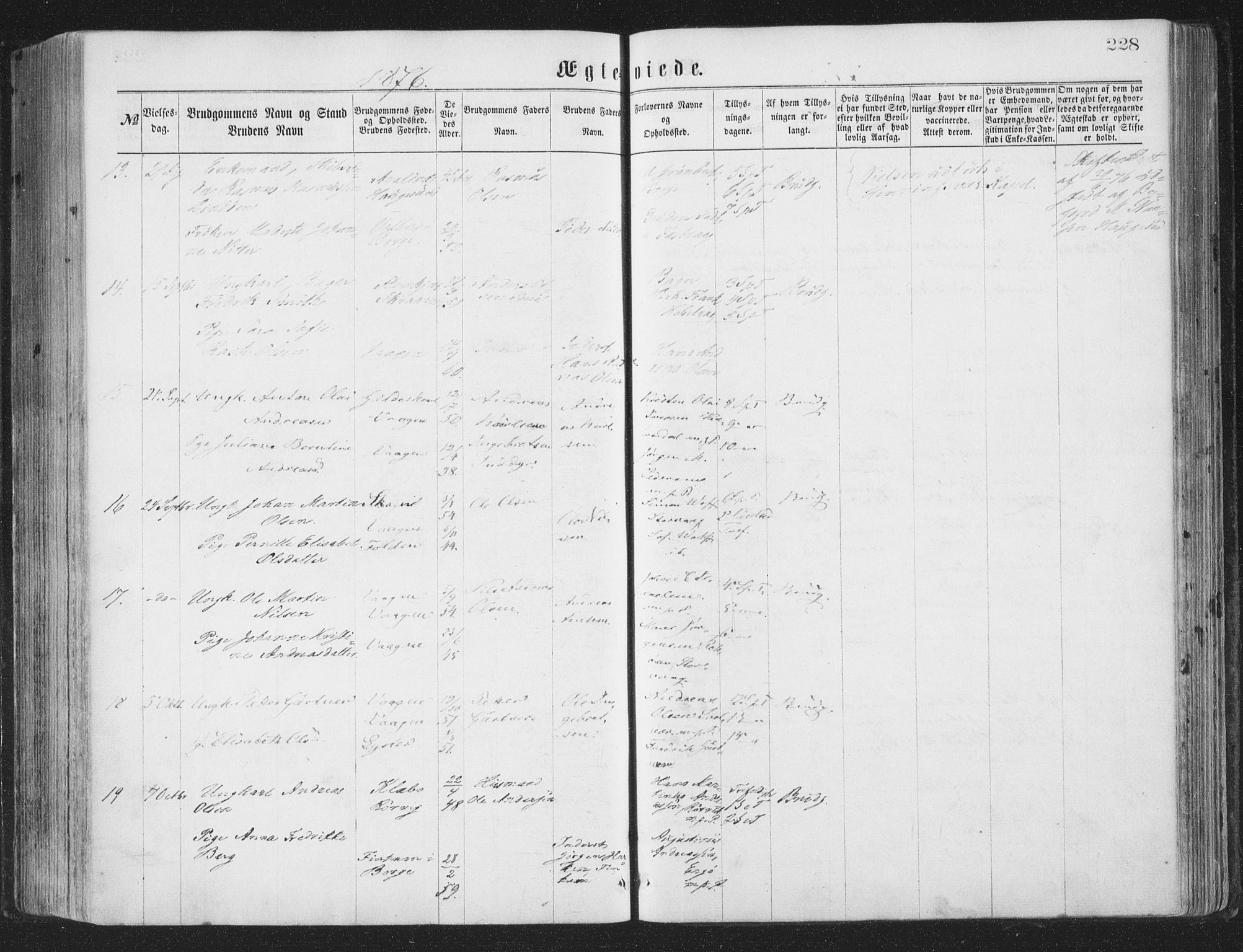 Ministerialprotokoller, klokkerbøker og fødselsregistre - Nordland, AV/SAT-A-1459/874/L1057: Parish register (official) no. 874A01, 1866-1877, p. 228