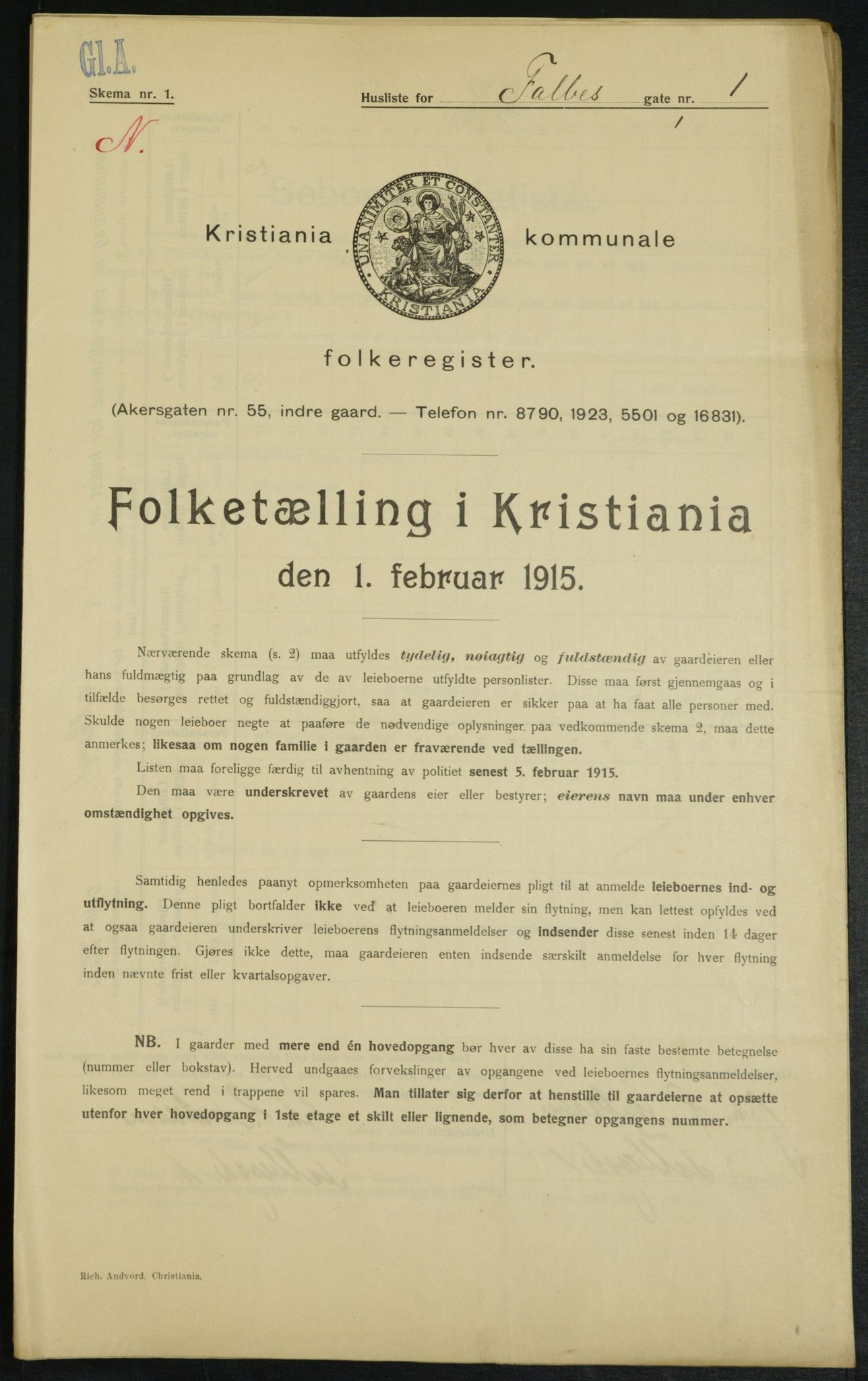 OBA, Municipal Census 1915 for Kristiania, 1915, p. 22733