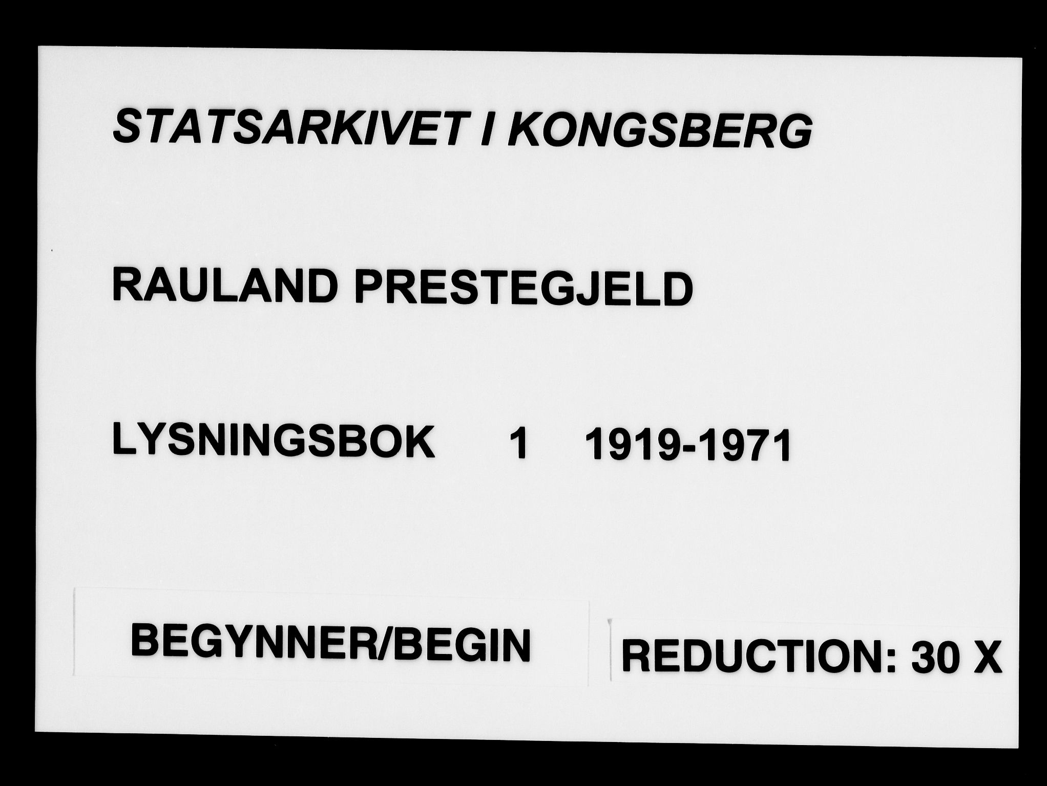 Rauland kirkebøker, AV/SAKO-A-292/H/Ha/L0001: Banns register no. 1, 1919-1971