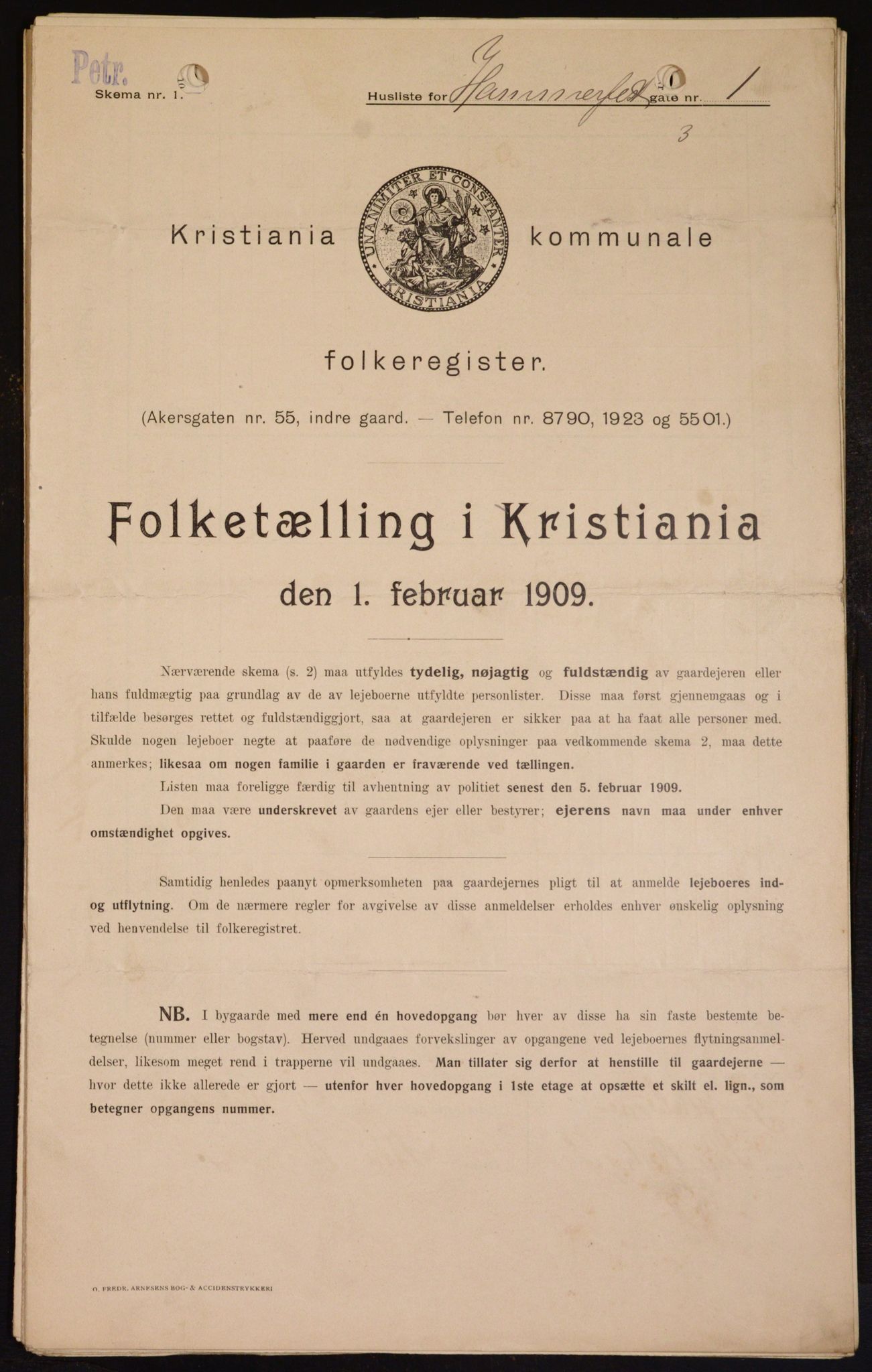 OBA, Municipal Census 1909 for Kristiania, 1909, p. 30998