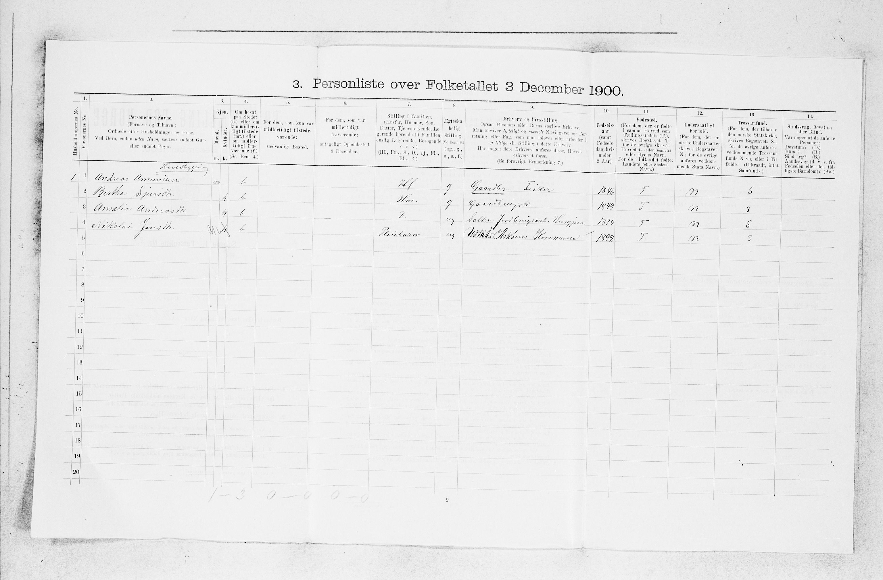 SAB, 1900 census for Askøy, 1900, p. 1943