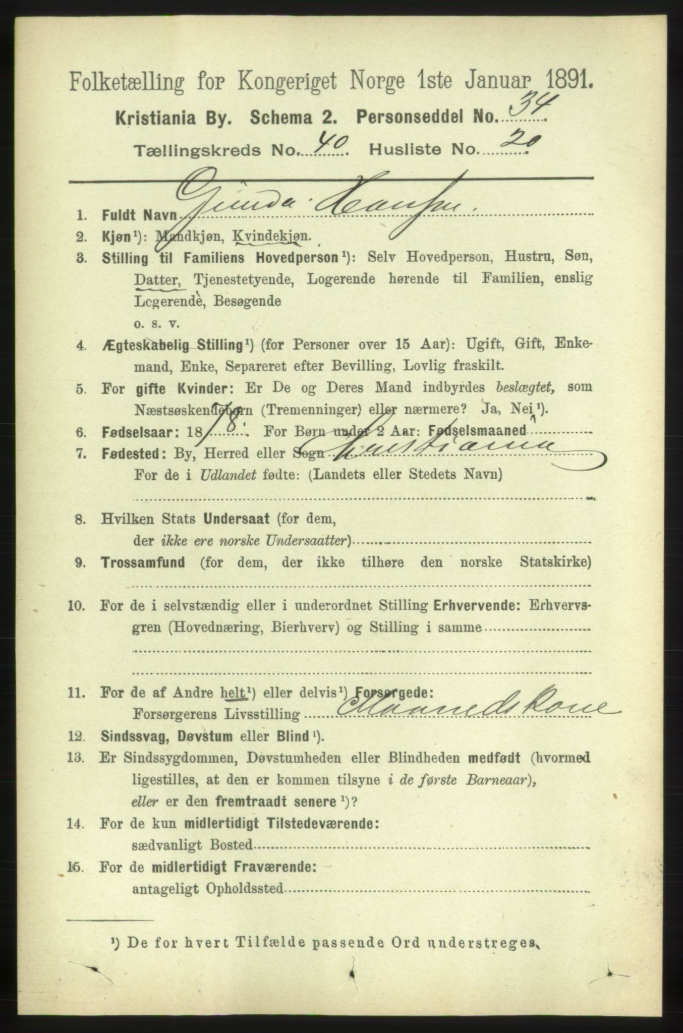 RA, 1891 census for 0301 Kristiania, 1891, p. 23473