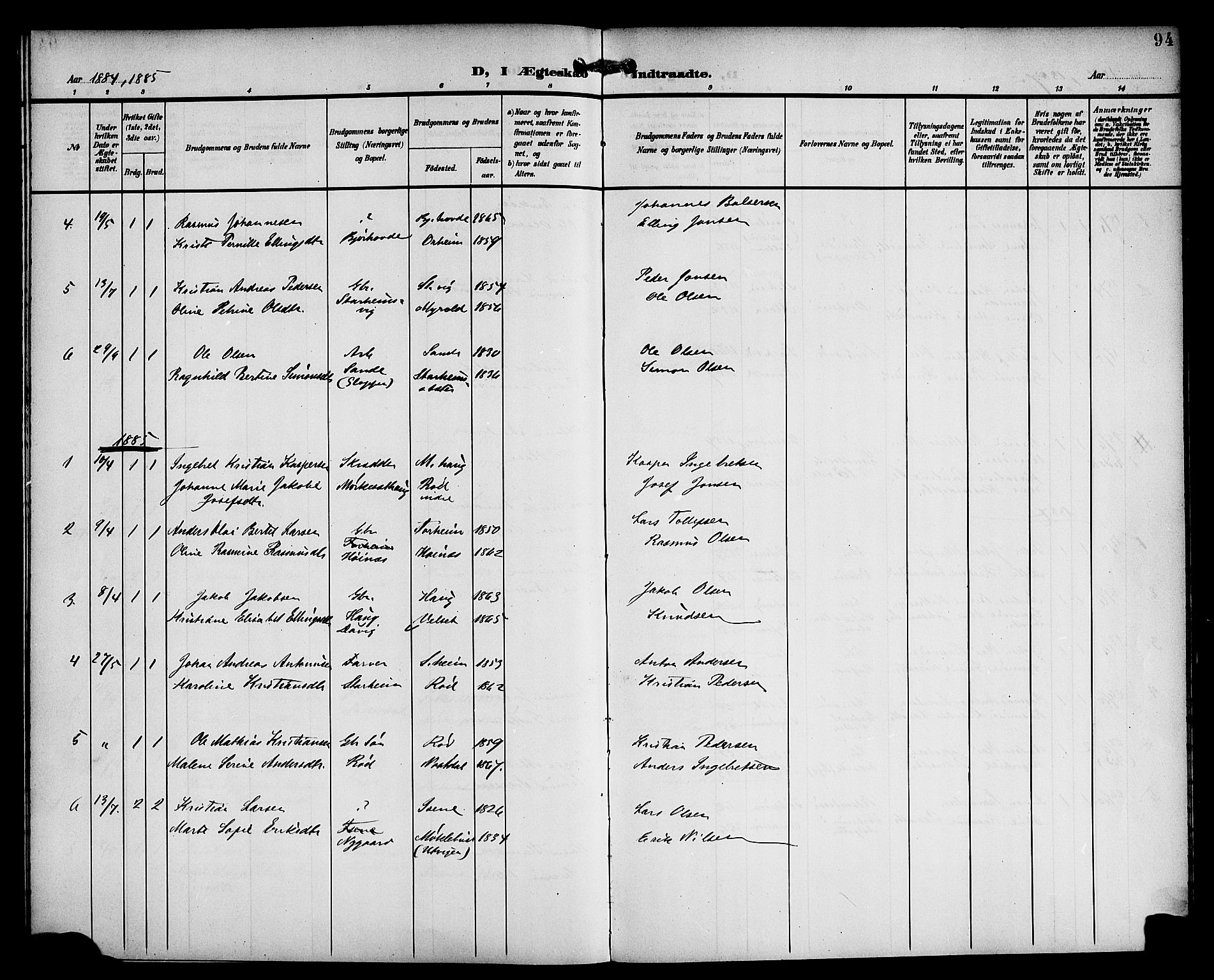 Eid sokneprestembete, AV/SAB-A-82301/H/Haa/Haac/L0001: Parish register (official) no. C 1, 1879-1899, p. 94