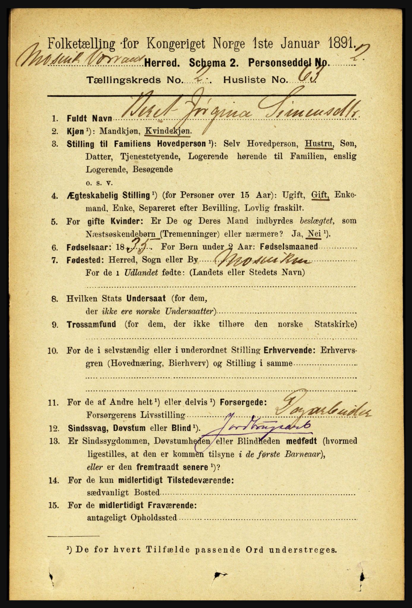 RA, 1891 census for 1723 Mosvik og Verran, 1891, p. 869