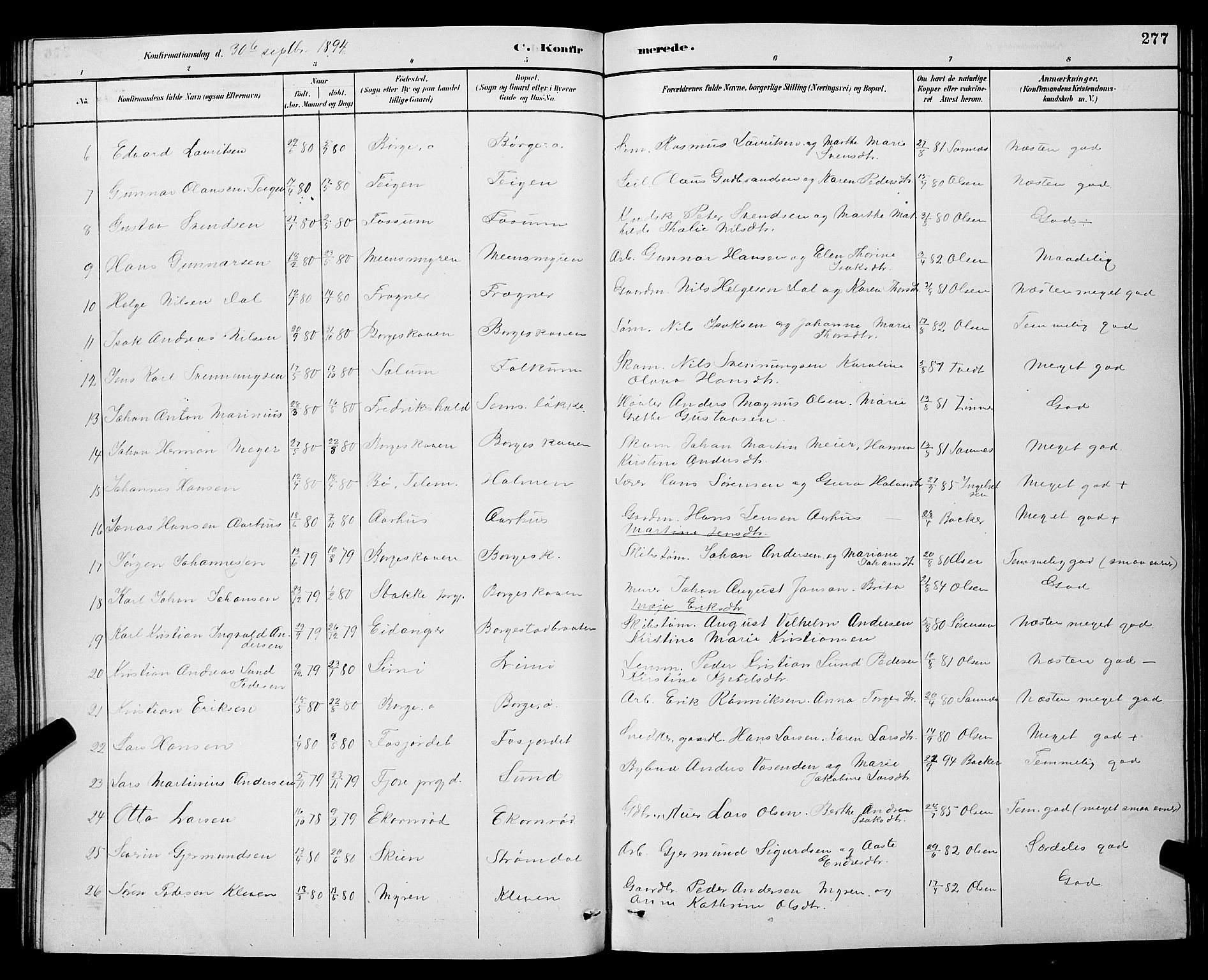 Gjerpen kirkebøker, AV/SAKO-A-265/G/Ga/L0002: Parish register (copy) no. I 2, 1883-1900, p. 277