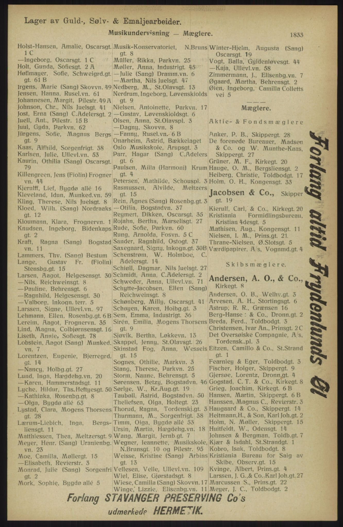 Kristiania/Oslo adressebok, PUBL/-, 1914, p. 1833