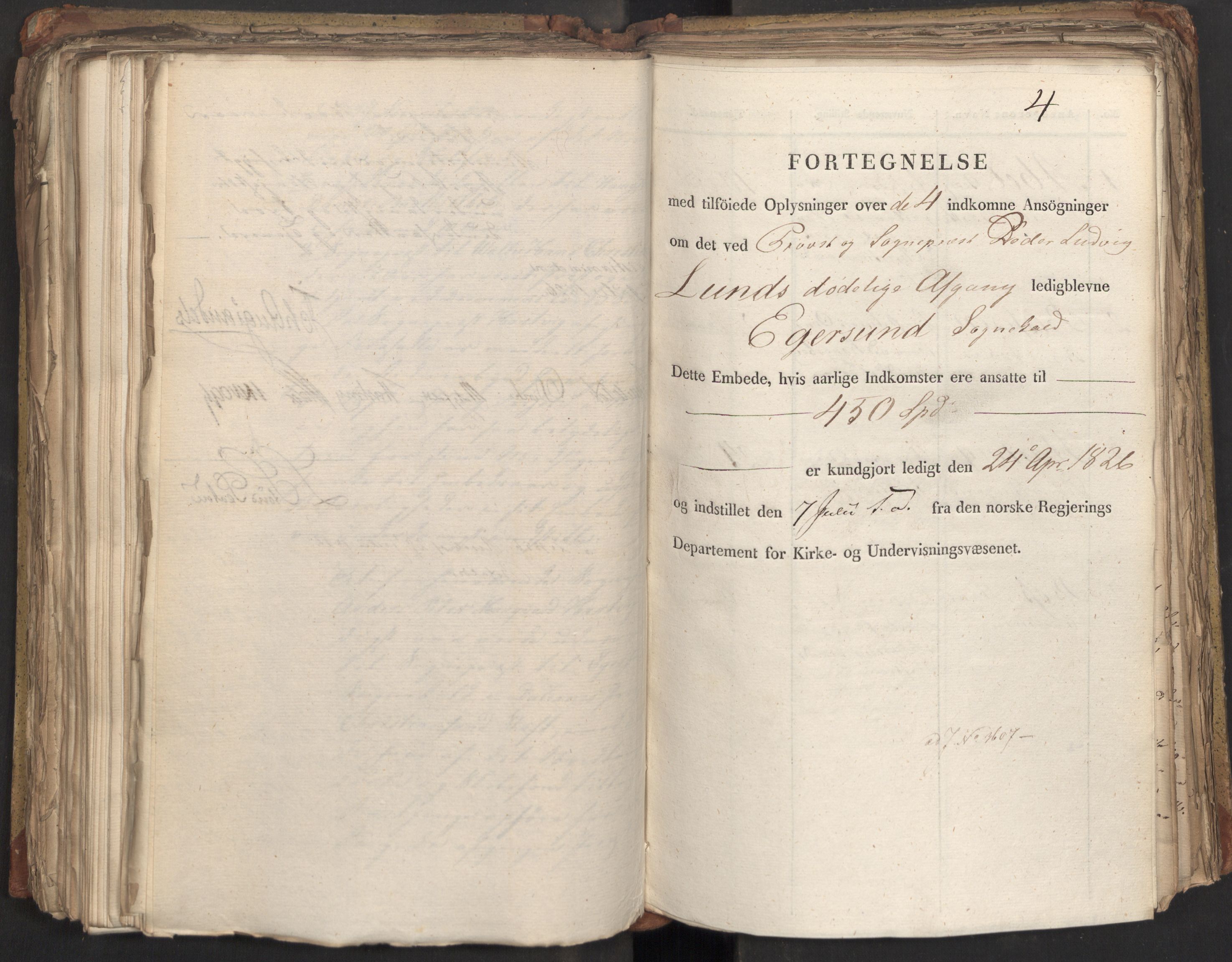 Statsrådsavdelingen i Stockholm, AV/RA-S-1003/D/Da/L0047: Regjeringsinnstillinger nr. 3501-3659, 1826, p. 305