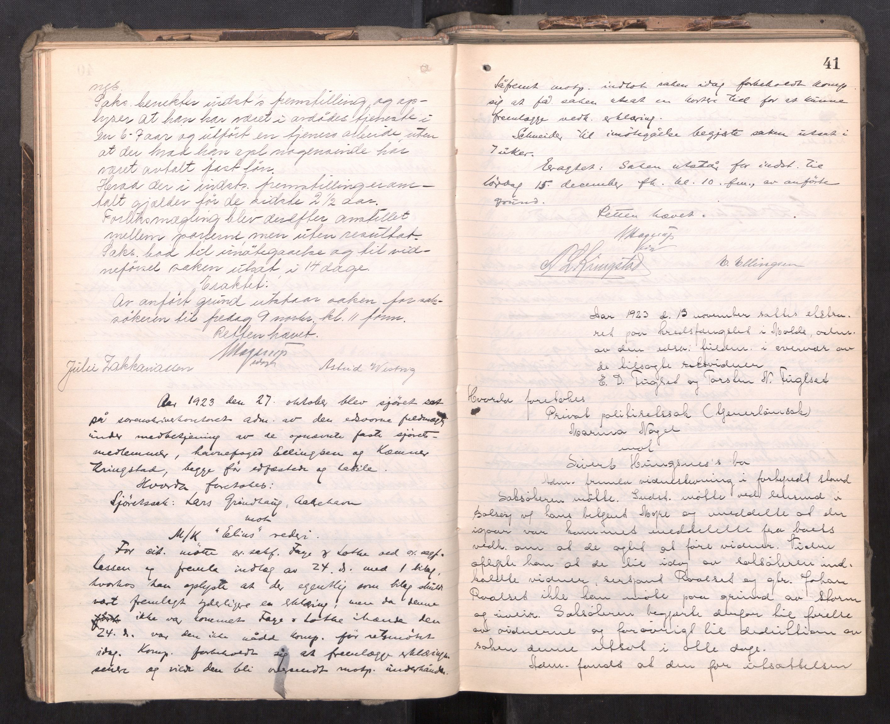 Romsdal sorenskriveri, AV/SAT-A-4149/1/1/1B/L0017: Ekstrarettsprotokoll, 1921-1942, p. 40b-41a