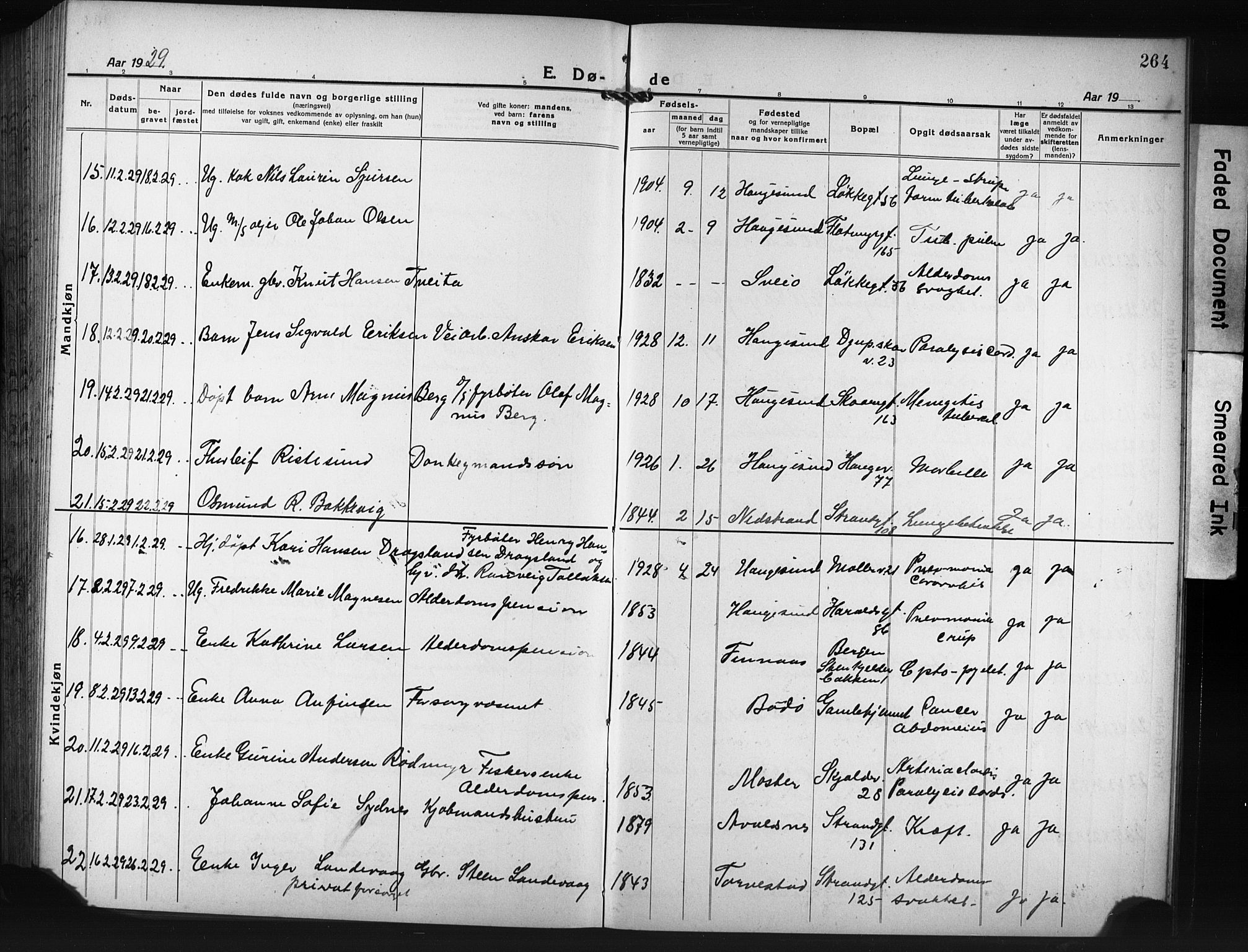 Haugesund sokneprestkontor, AV/SAST-A -101863/H/Ha/Hab/L0010: Parish register (copy) no. B 10, 1920-1931, p. 264