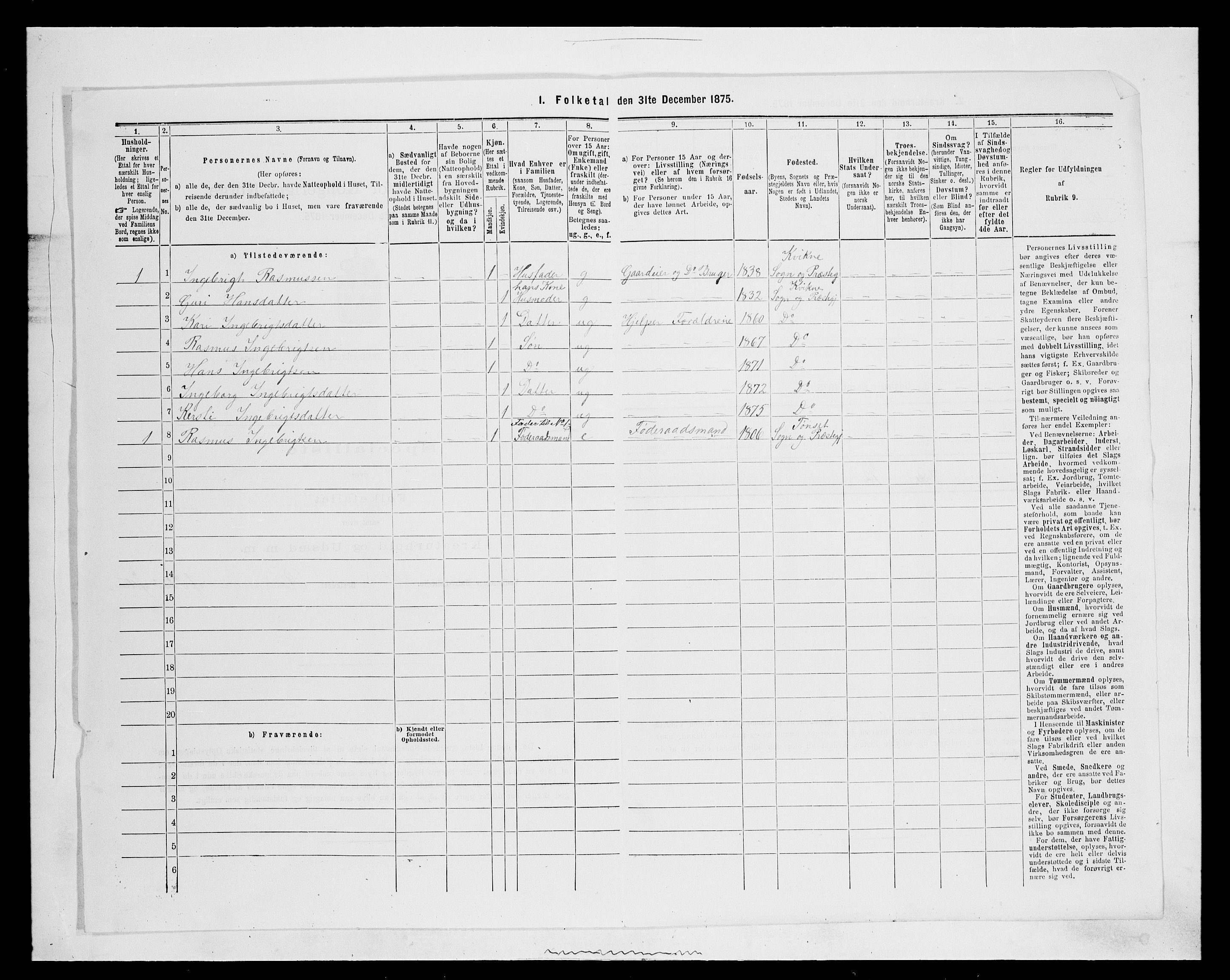 SAH, 1875 census for 0440P Kvikne, 1875, p. 74