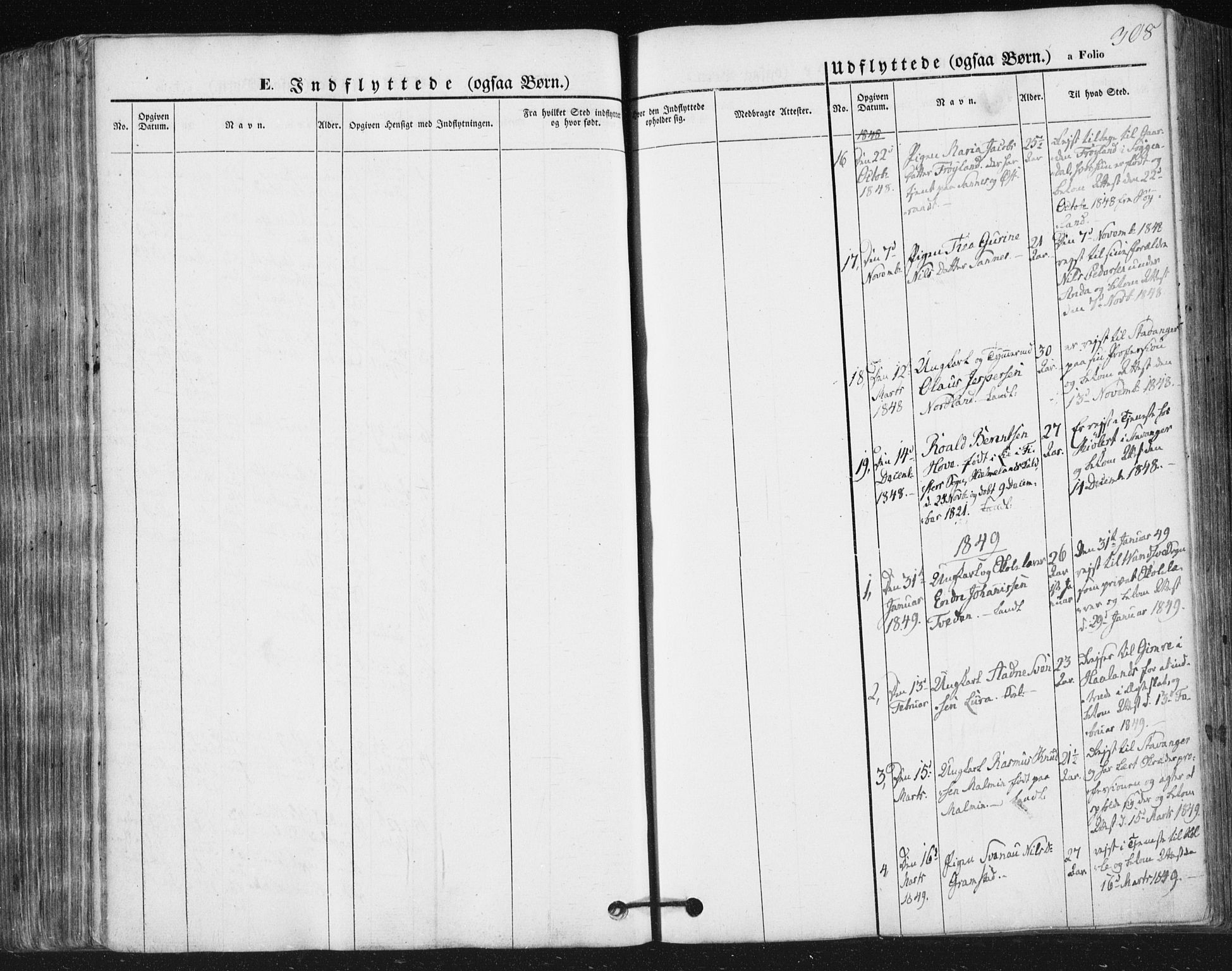 Høyland sokneprestkontor, SAST/A-101799/001/30BA/L0008: Parish register (official) no. A 8, 1841-1856, p. 308