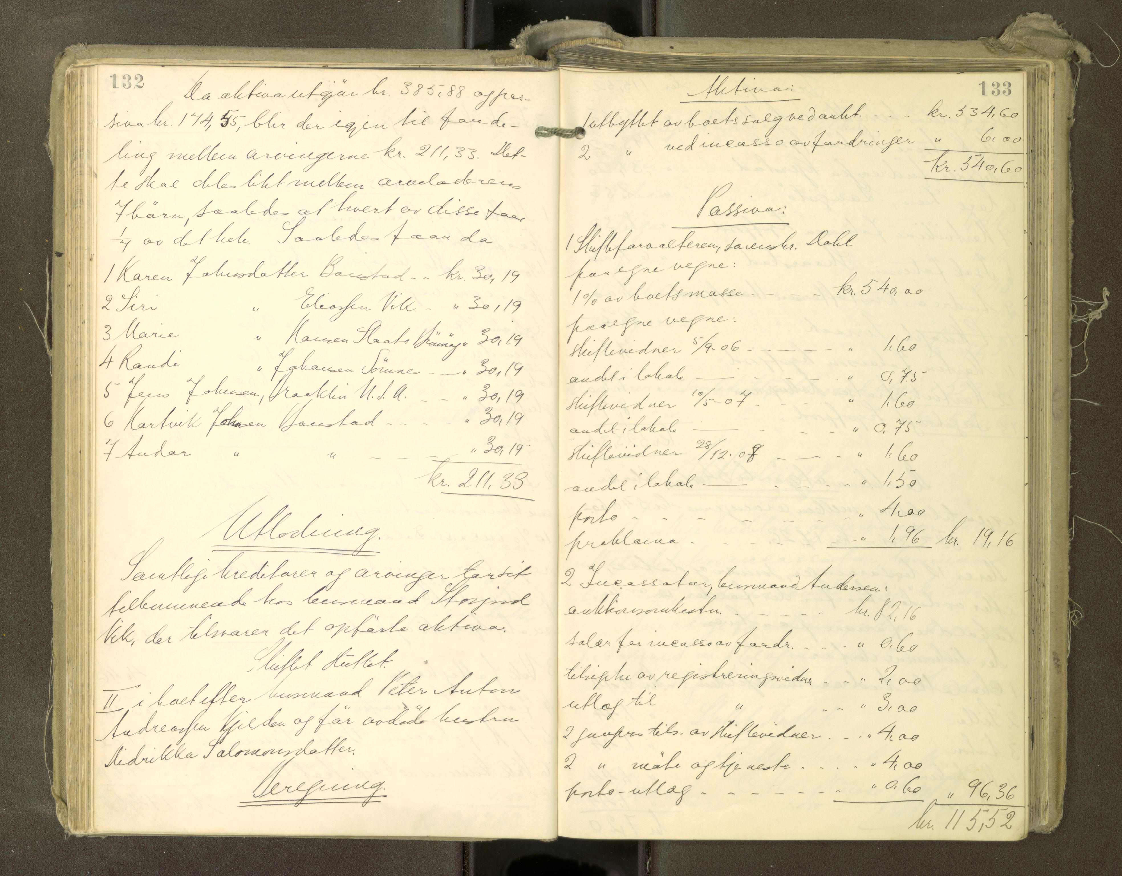 Søndre Helgeland sorenskriveri, AV/SAT-A-4575/1/3/3A/L0008: Skifteutlodningsprot., 1908-1913, p. 132-133