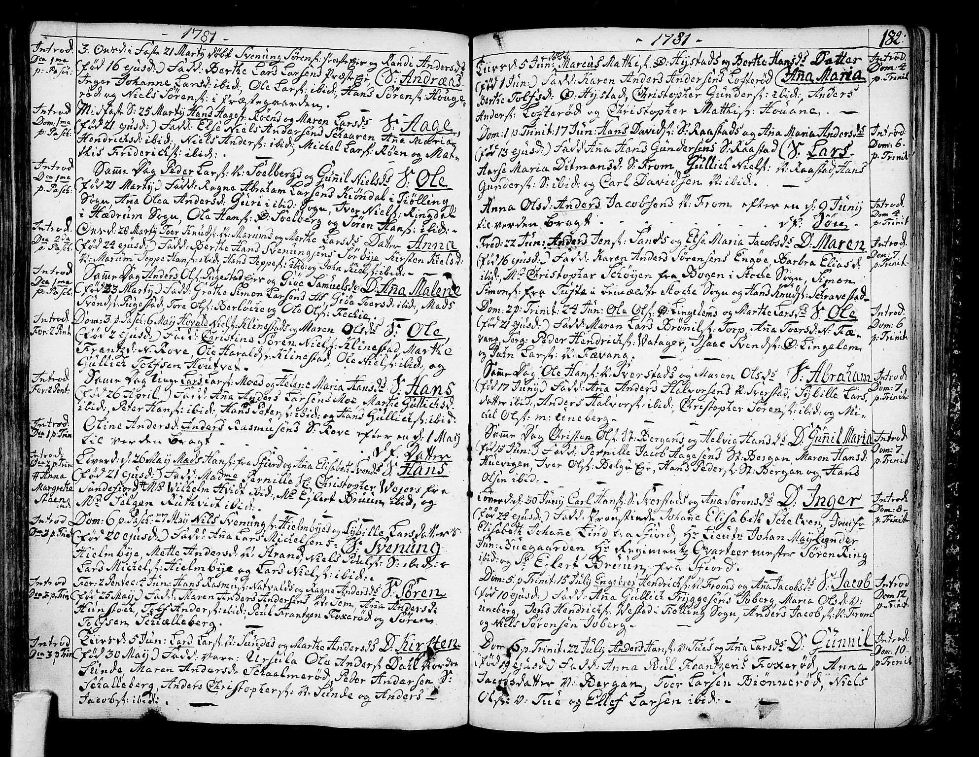 Sandar kirkebøker, SAKO/A-243/F/Fa/L0002: Parish register (official) no. 2, 1733-1788, p. 182