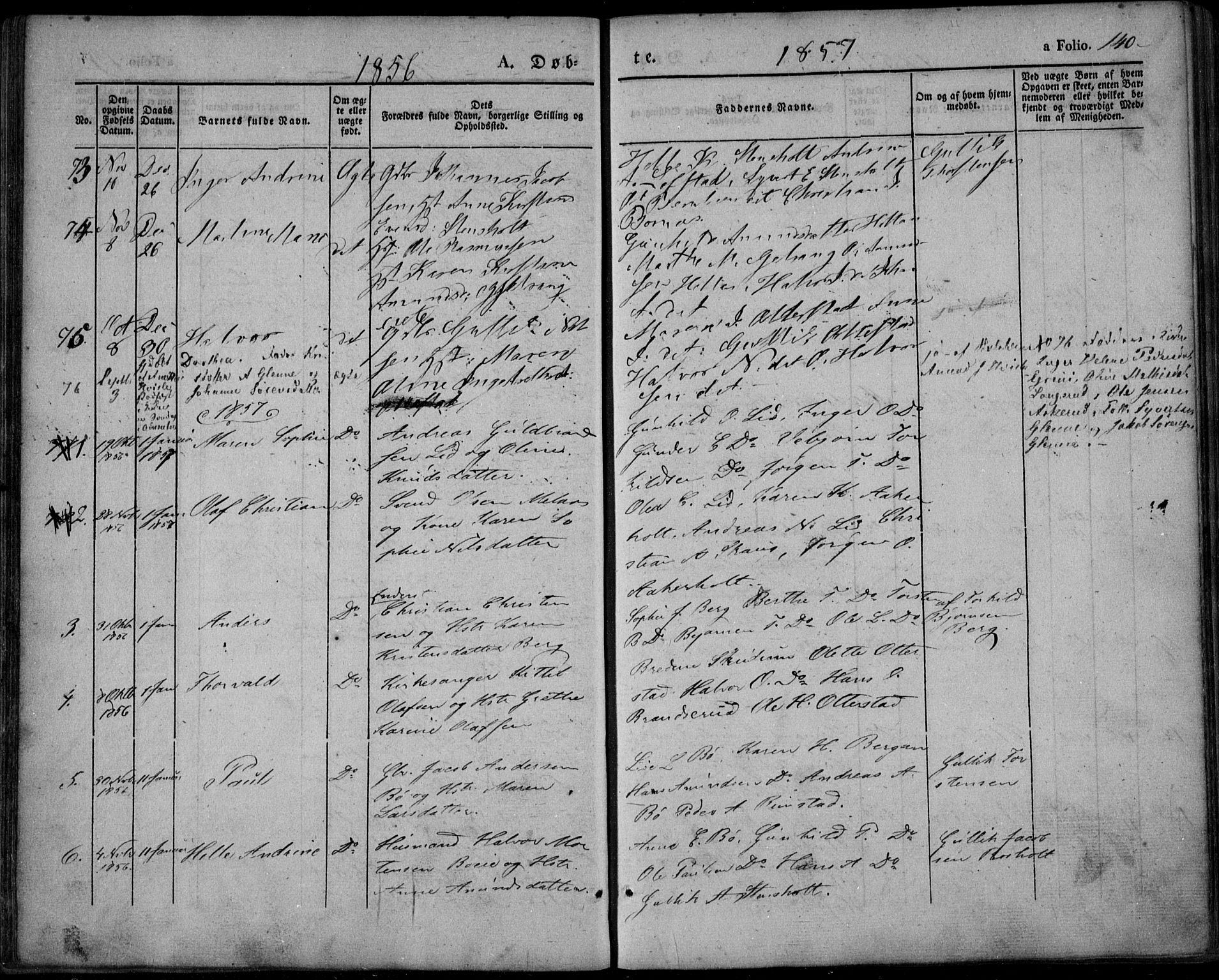 Lardal kirkebøker, SAKO/A-350/F/Fa/L0006: Parish register (official) no. I 6, 1835-1860, p. 140