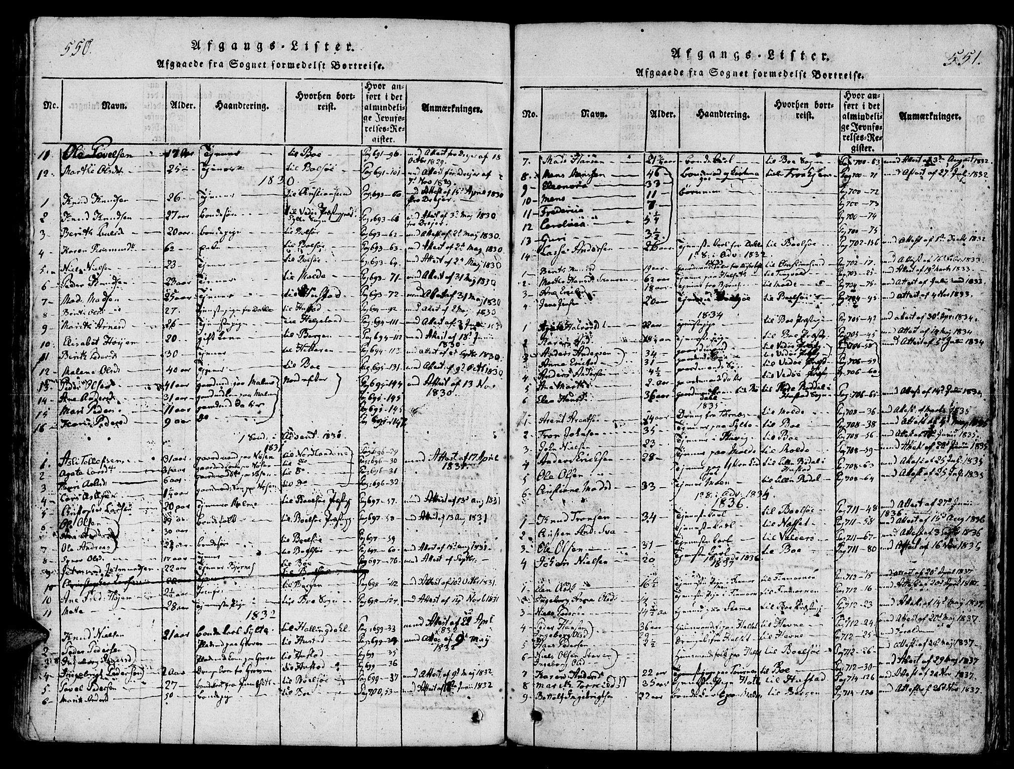Ministerialprotokoller, klokkerbøker og fødselsregistre - Møre og Romsdal, SAT/A-1454/565/L0747: Parish register (official) no. 565A01, 1817-1844, p. 550-551