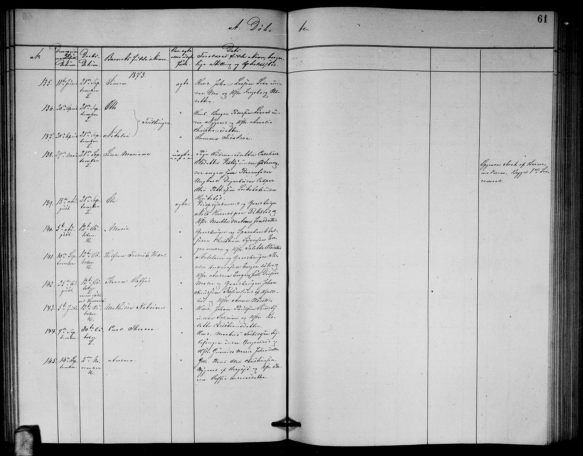 Høland prestekontor Kirkebøker, AV/SAO-A-10346a/G/Ga/L0006: Parish register (copy) no. I 6, 1869-1879, p. 61