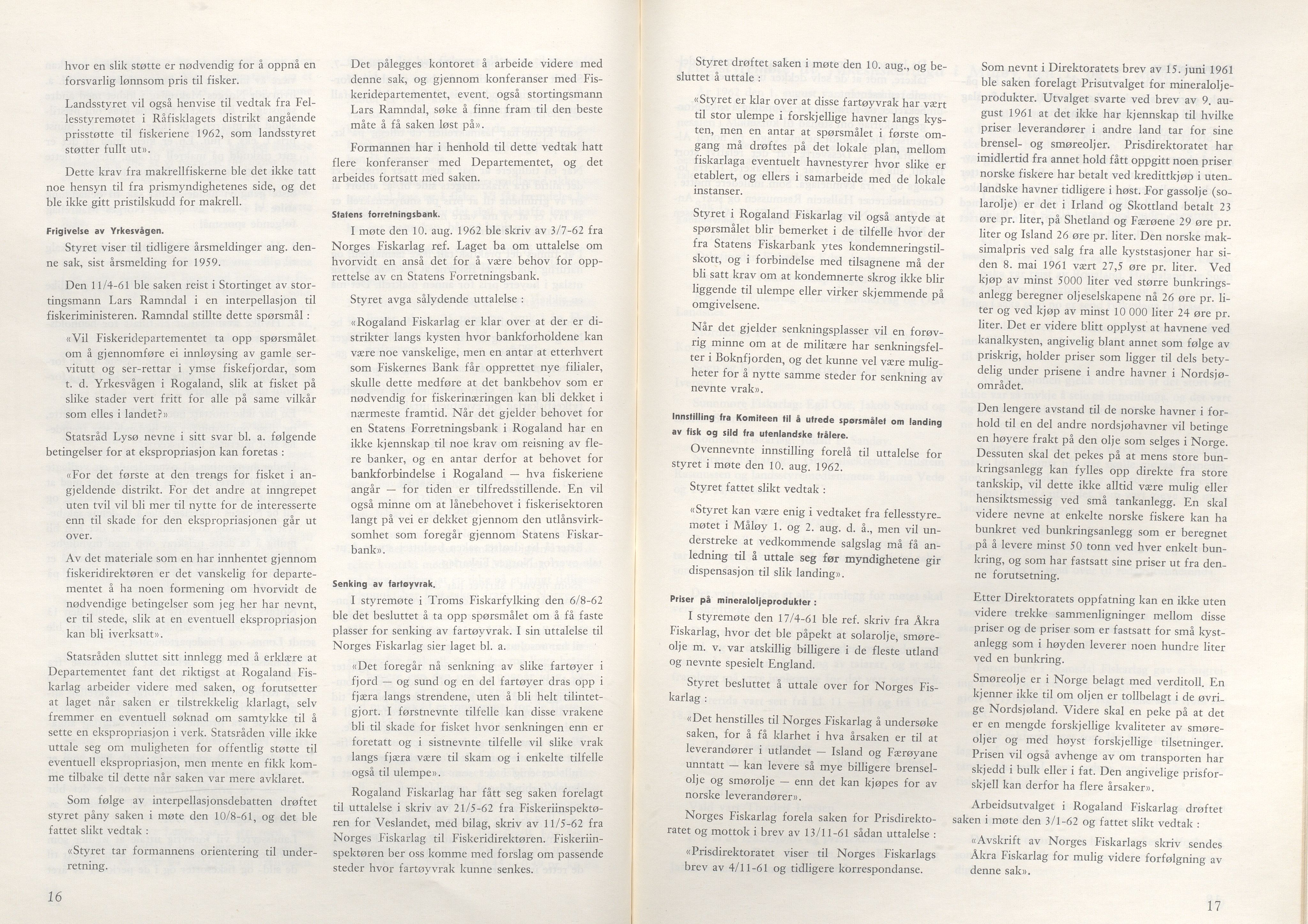 Rogaland fylkeskommune - Fylkesrådmannen , IKAR/A-900/A/Aa/Aaa/L0082: Møtebok , 1962, p. 16-17