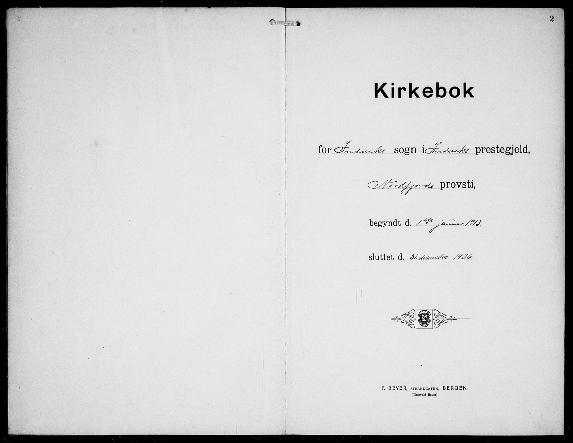 Innvik sokneprestembete, AV/SAB-A-80501: Parish register (copy) no. A 4, 1913-1936, p. 2