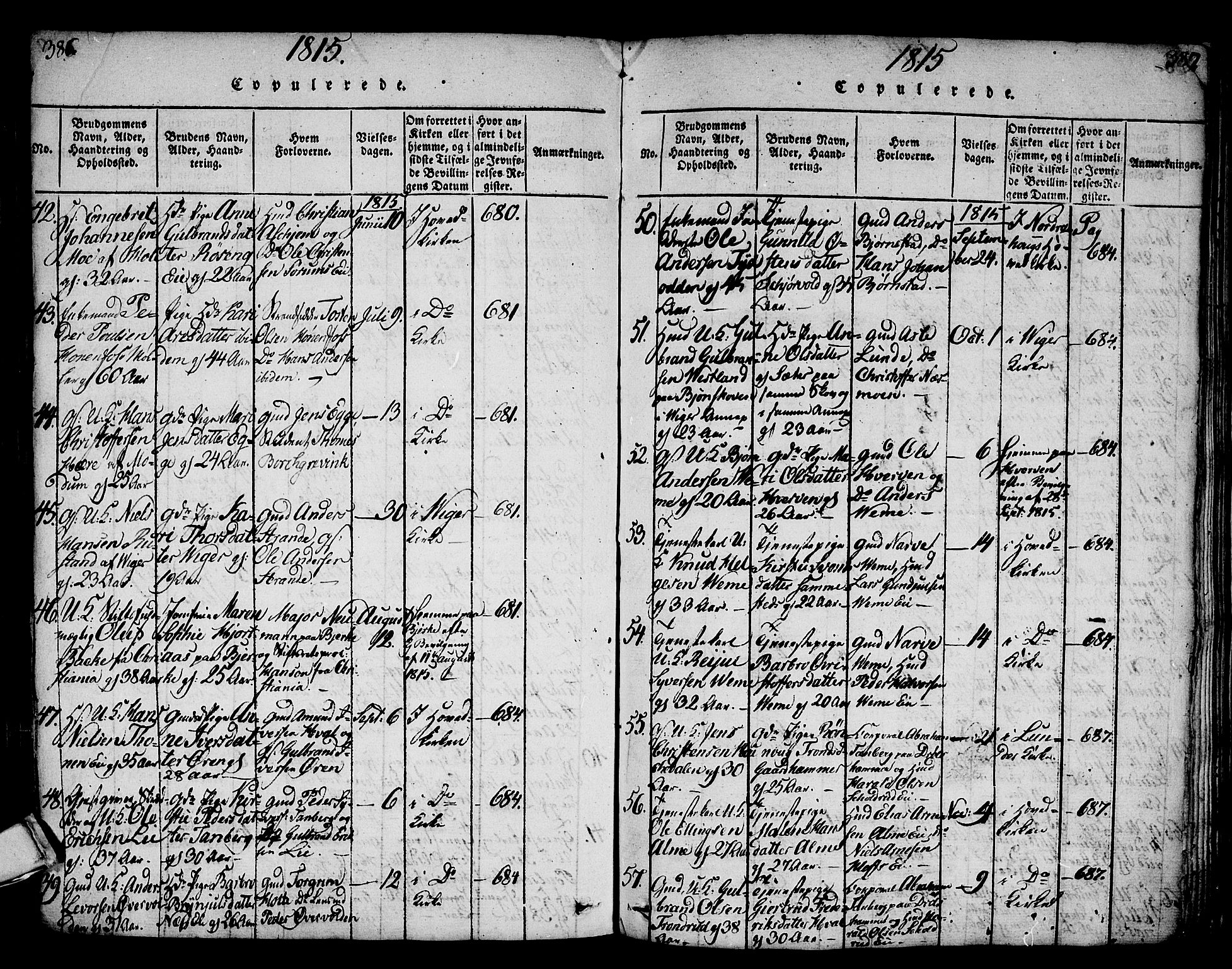 Norderhov kirkebøker, AV/SAKO-A-237/F/Fa/L0008: Parish register (official) no. 8, 1814-1833, p. 386-387