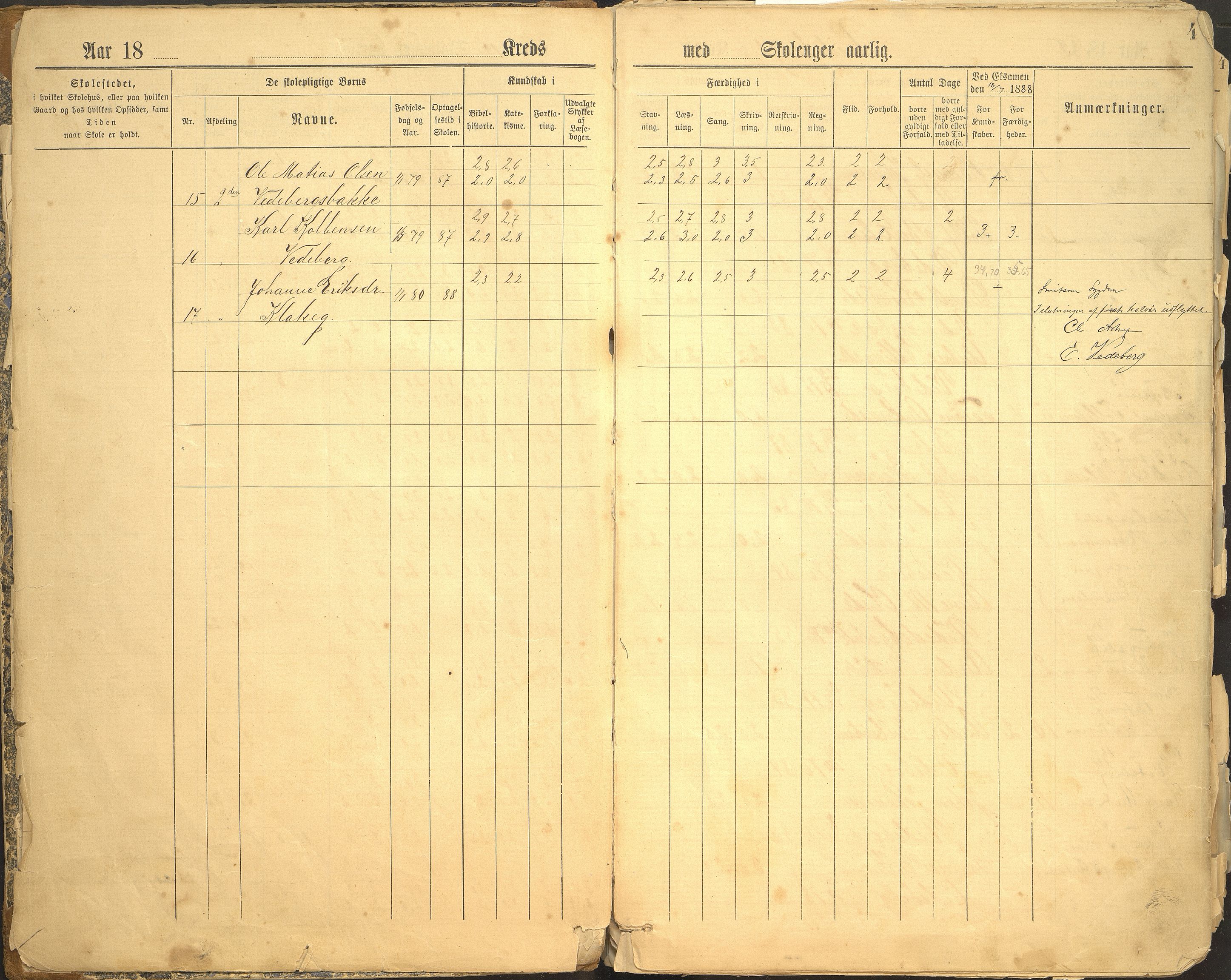 Jølster kommune. Veiteberg skule, VLFK/K-14310.520.12/542/L0002: skuleprotokoll for Veiteberg skule, Navnløs skule og Aamot skule, 1888-1912