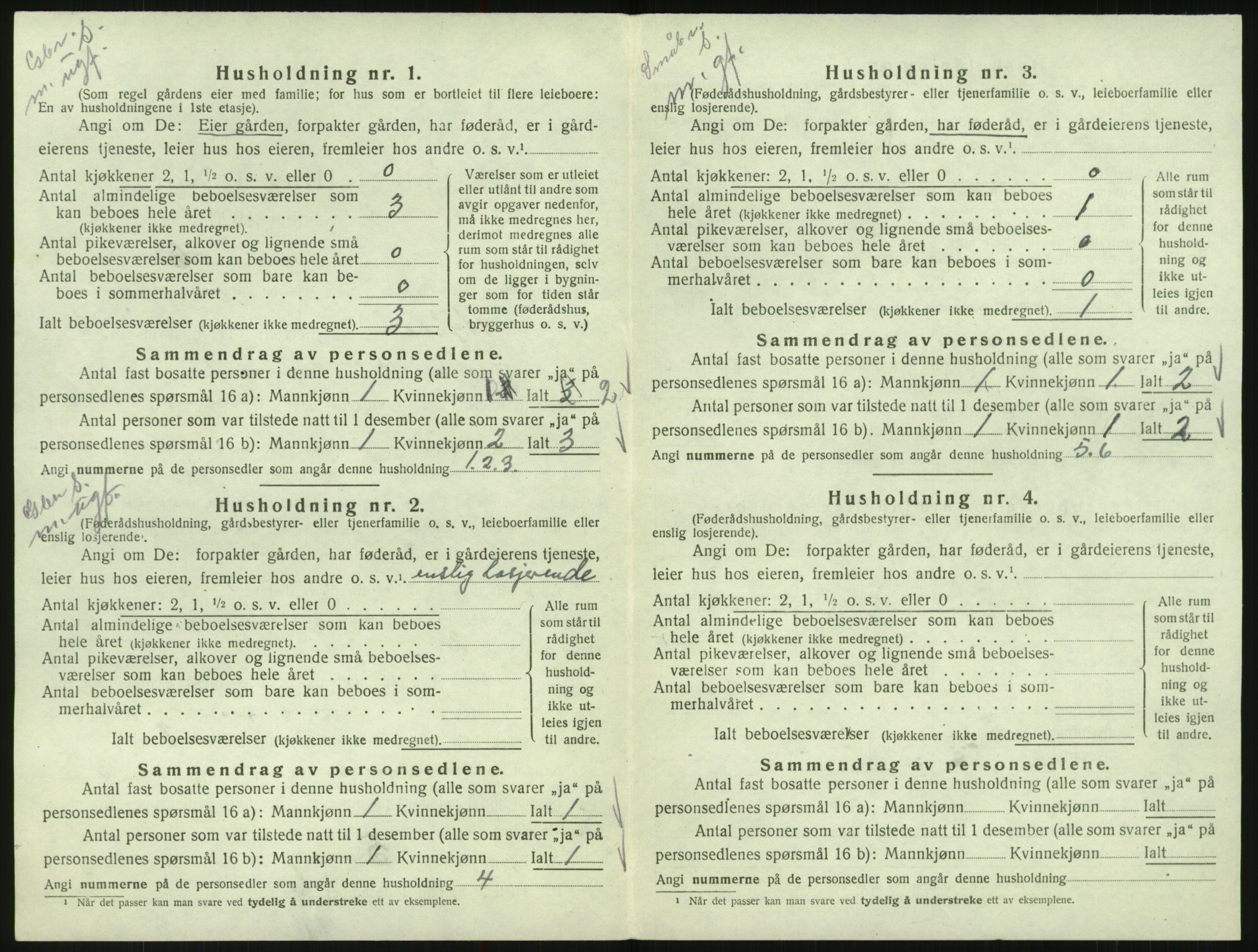 SAK, 1920 census for Bykle, 1920, p. 172