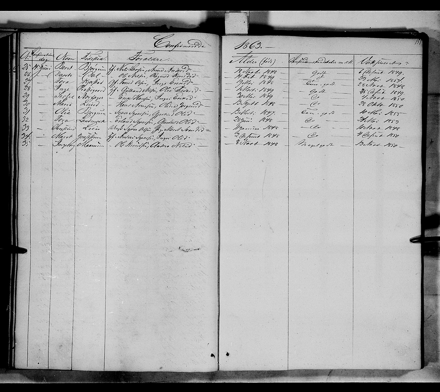 Nord-Aurdal prestekontor, AV/SAH-PREST-132/H/Ha/Haa/L0004: Parish register (official) no. 4, 1842-1863, p. 151