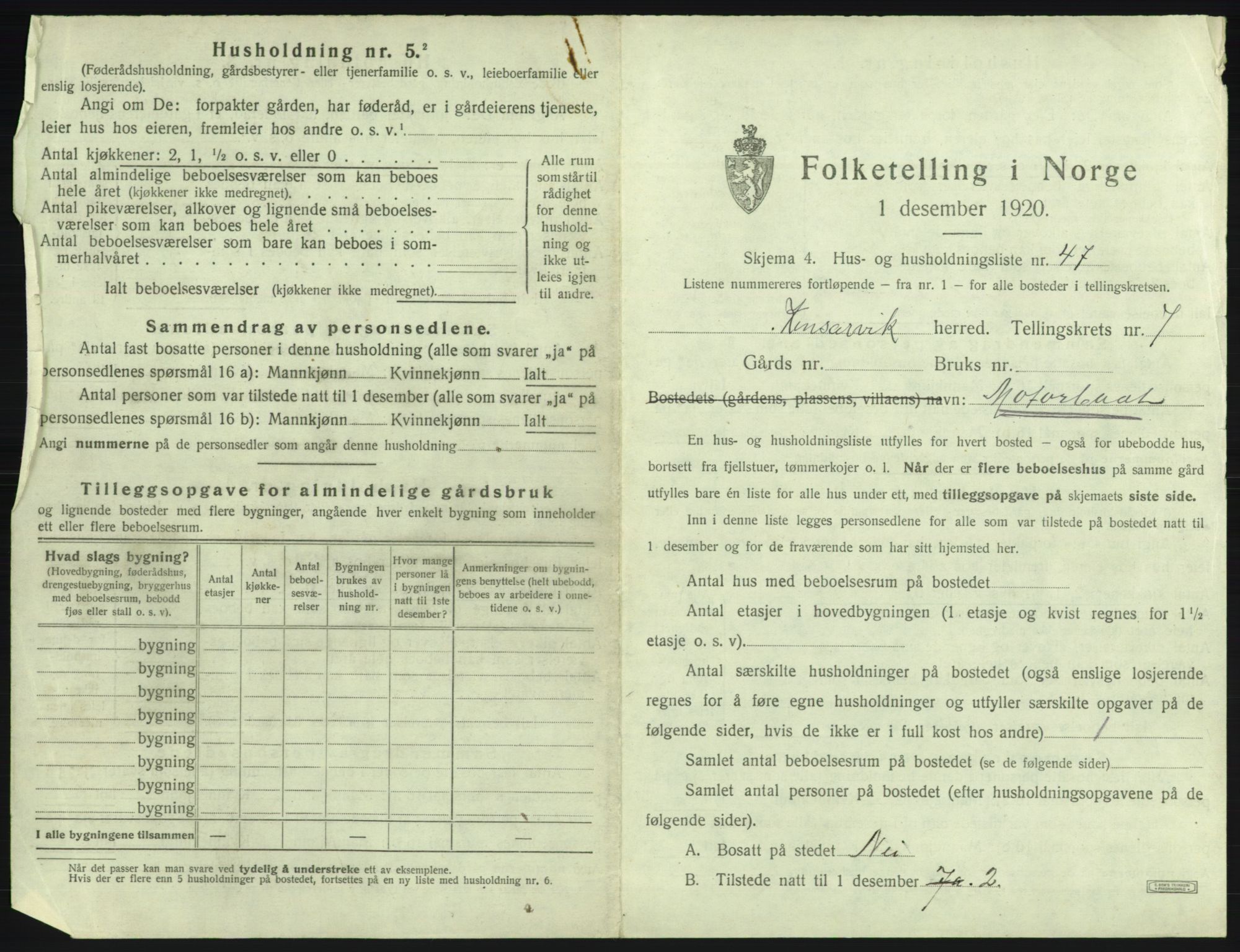 SAB, 1920 census for Kinsarvik, 1920, p. 553