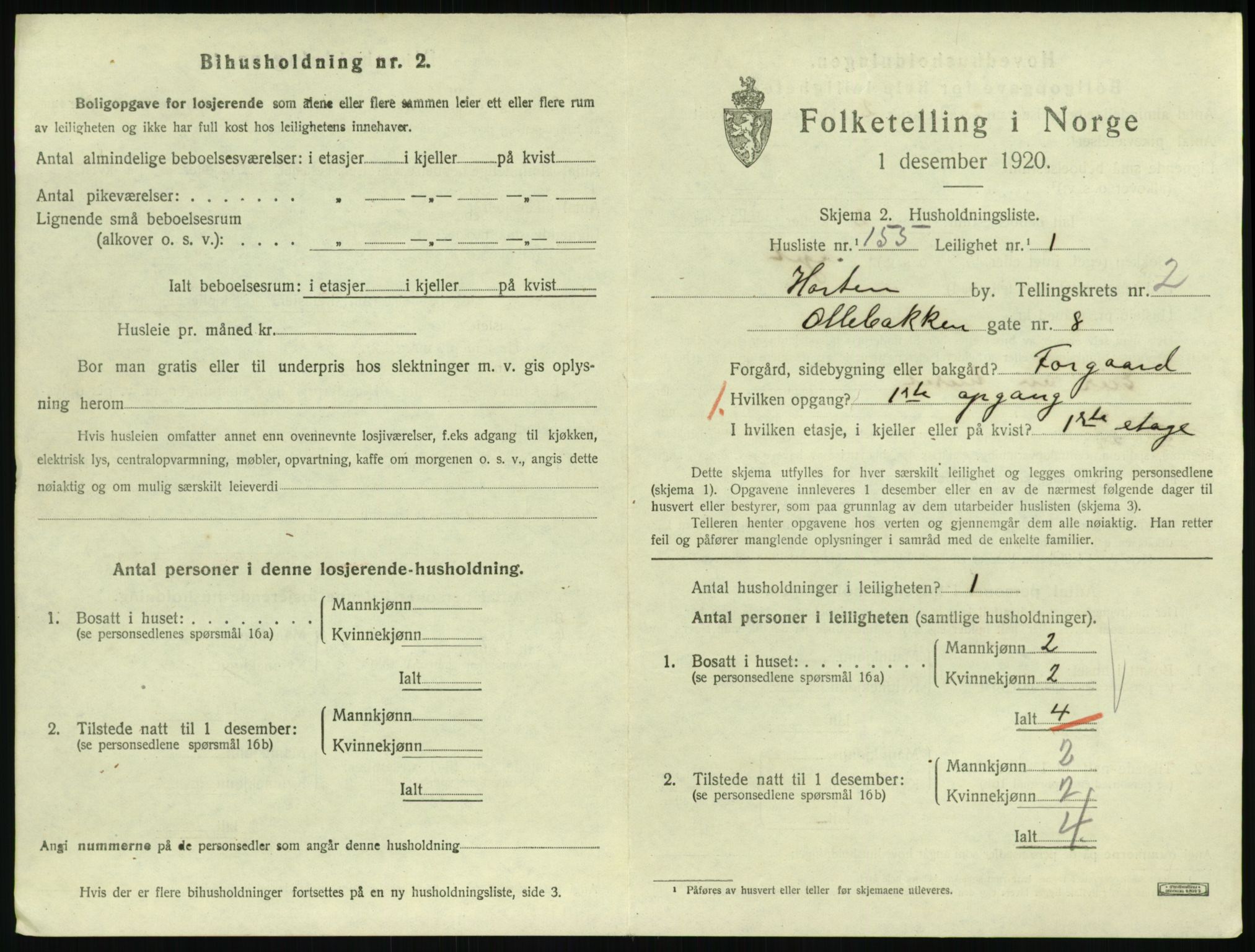 SAKO, 1920 census for Horten, 1920, p. 3921