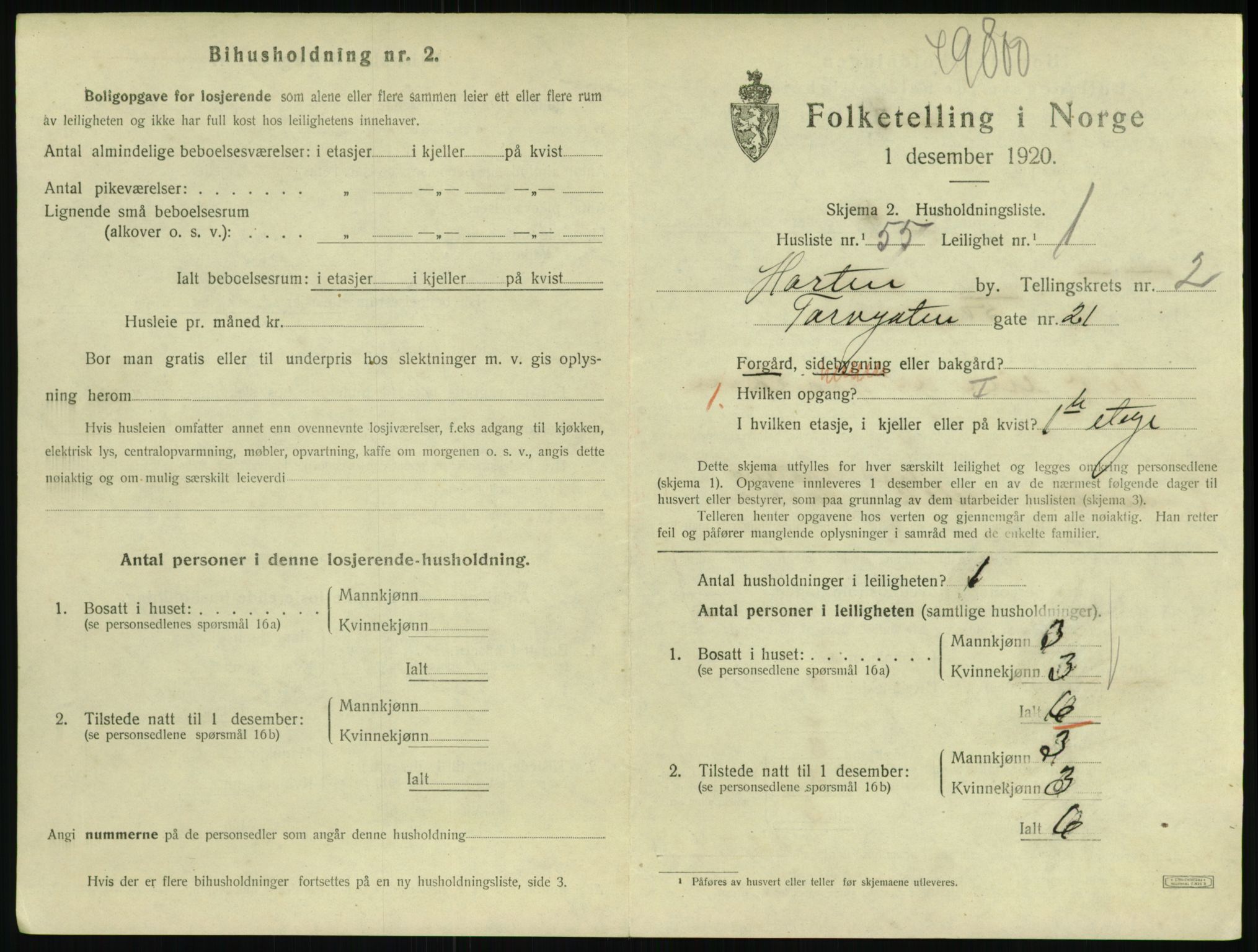 SAKO, 1920 census for Horten, 1920, p. 3525