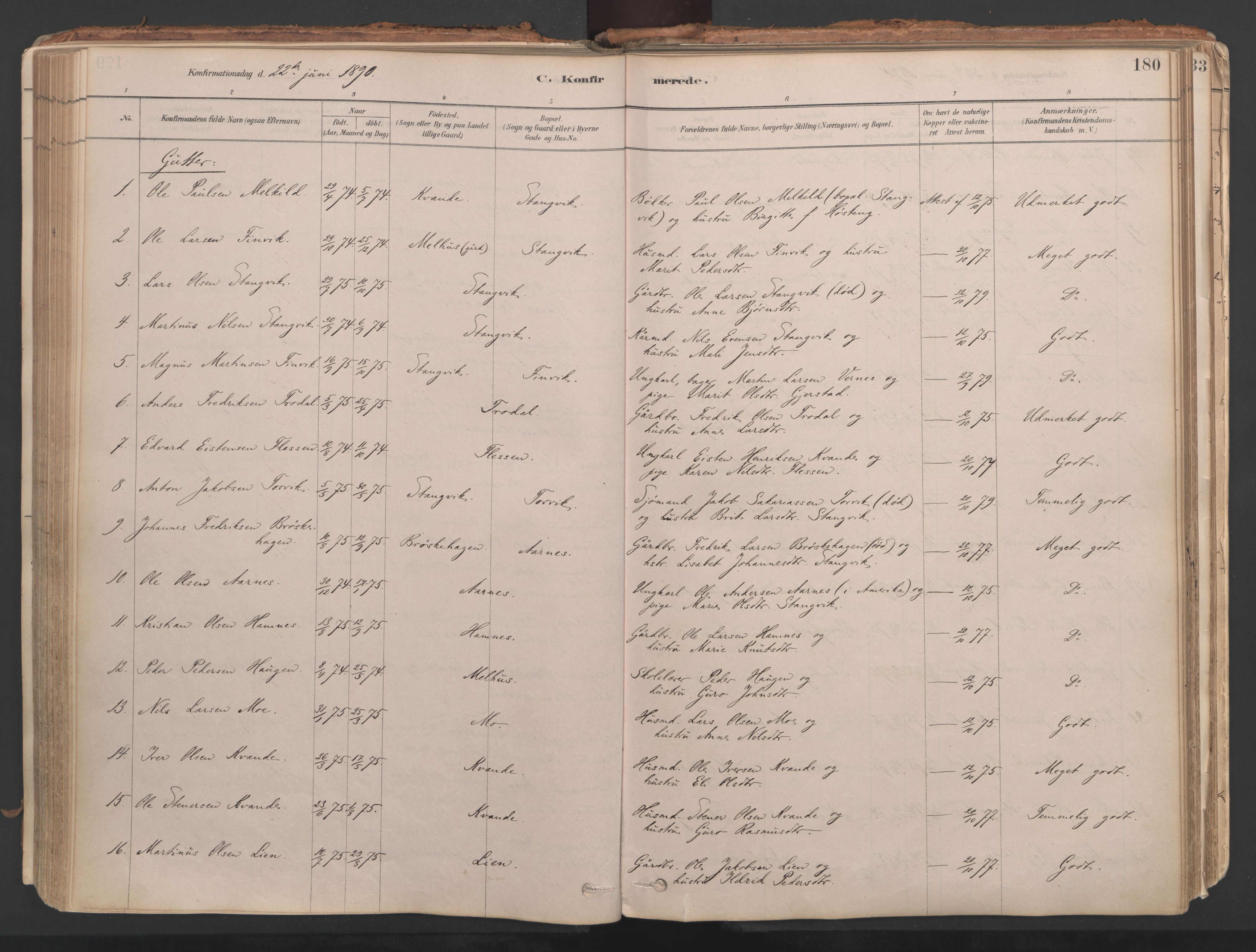 Ministerialprotokoller, klokkerbøker og fødselsregistre - Møre og Romsdal, AV/SAT-A-1454/592/L1029: Parish register (official) no. 592A07, 1879-1902, p. 180