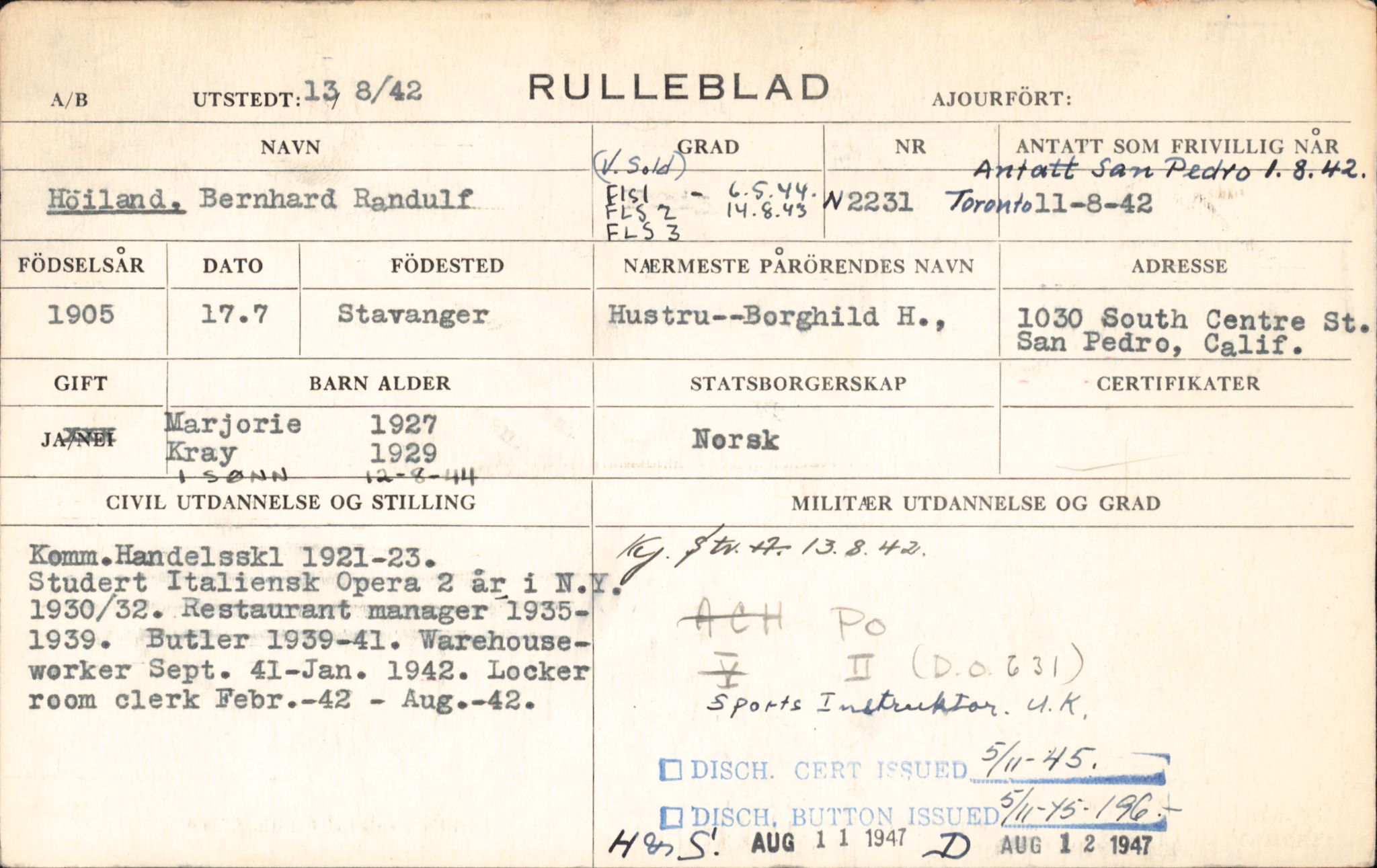 Forsvaret, Forsvarets overkommando/Luftforsvarsstaben, AV/RA-RAFA-4079/P/Pa/L0013: Personellmapper, 1905, p. 212