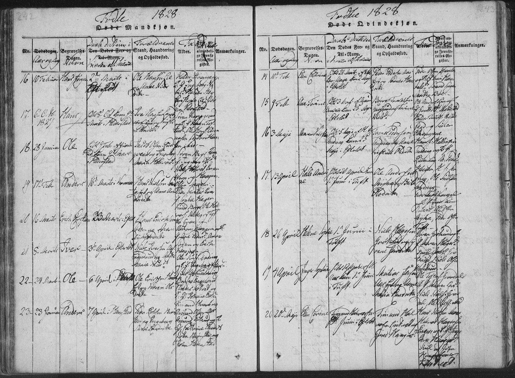 Sandsvær kirkebøker, AV/SAKO-A-244/F/Fa/L0004: Parish register (official) no. I 4, 1817-1839, p. 242-243