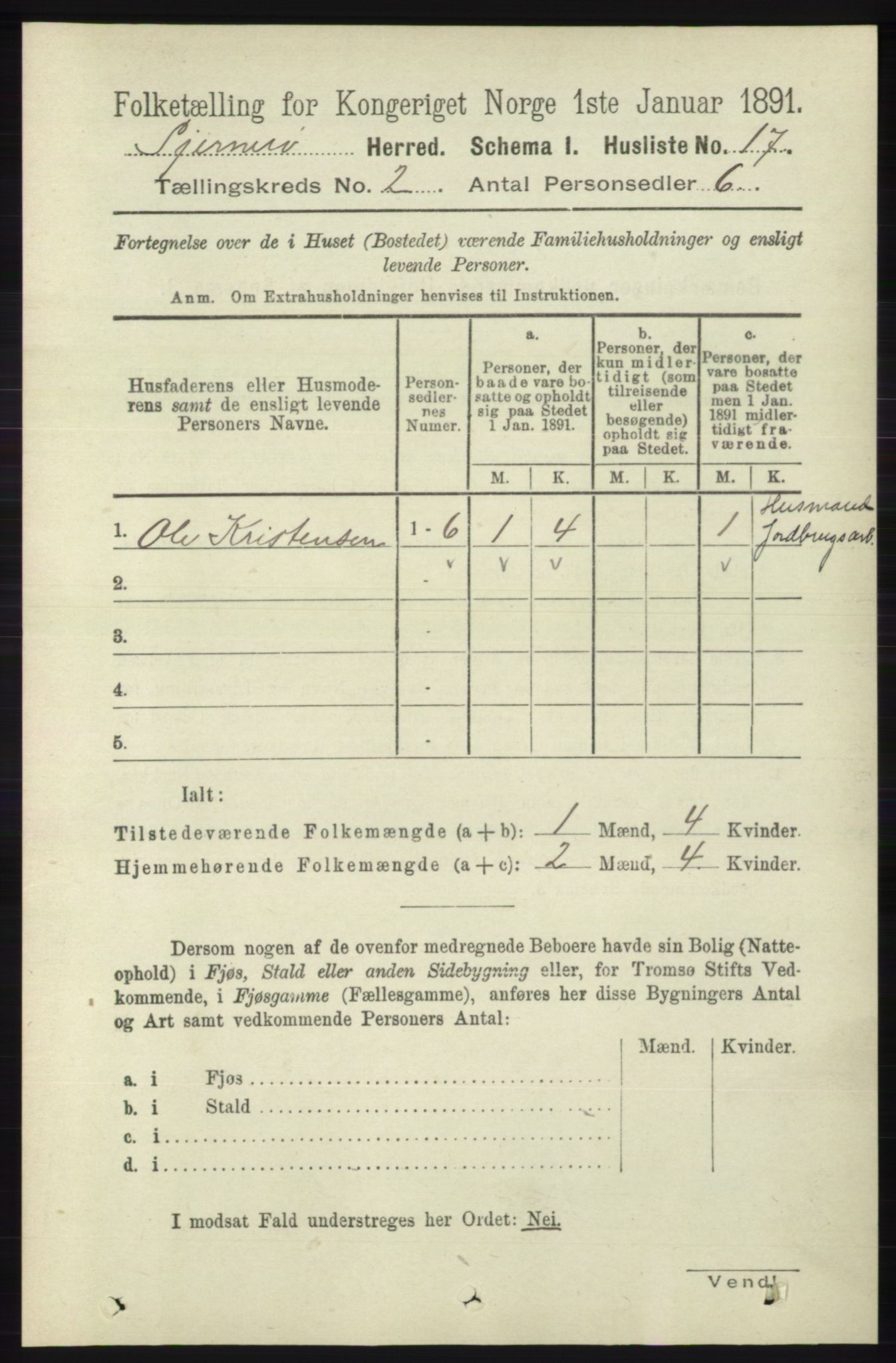 RA, 1891 census for 1140 Sjernarøy, 1891, p. 237