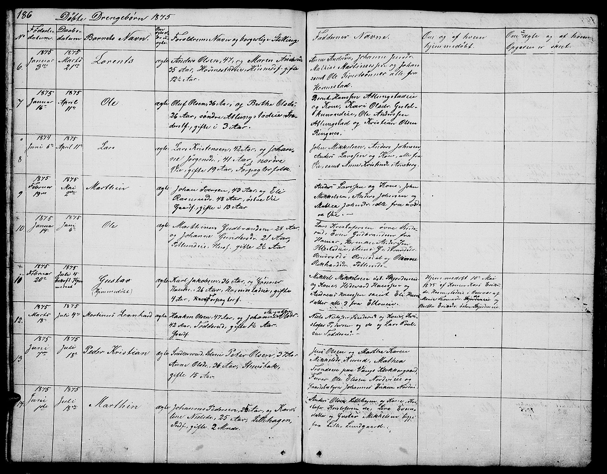 Stange prestekontor, AV/SAH-PREST-002/L/L0002: Parish register (copy) no. 2, 1838-1879, p. 186