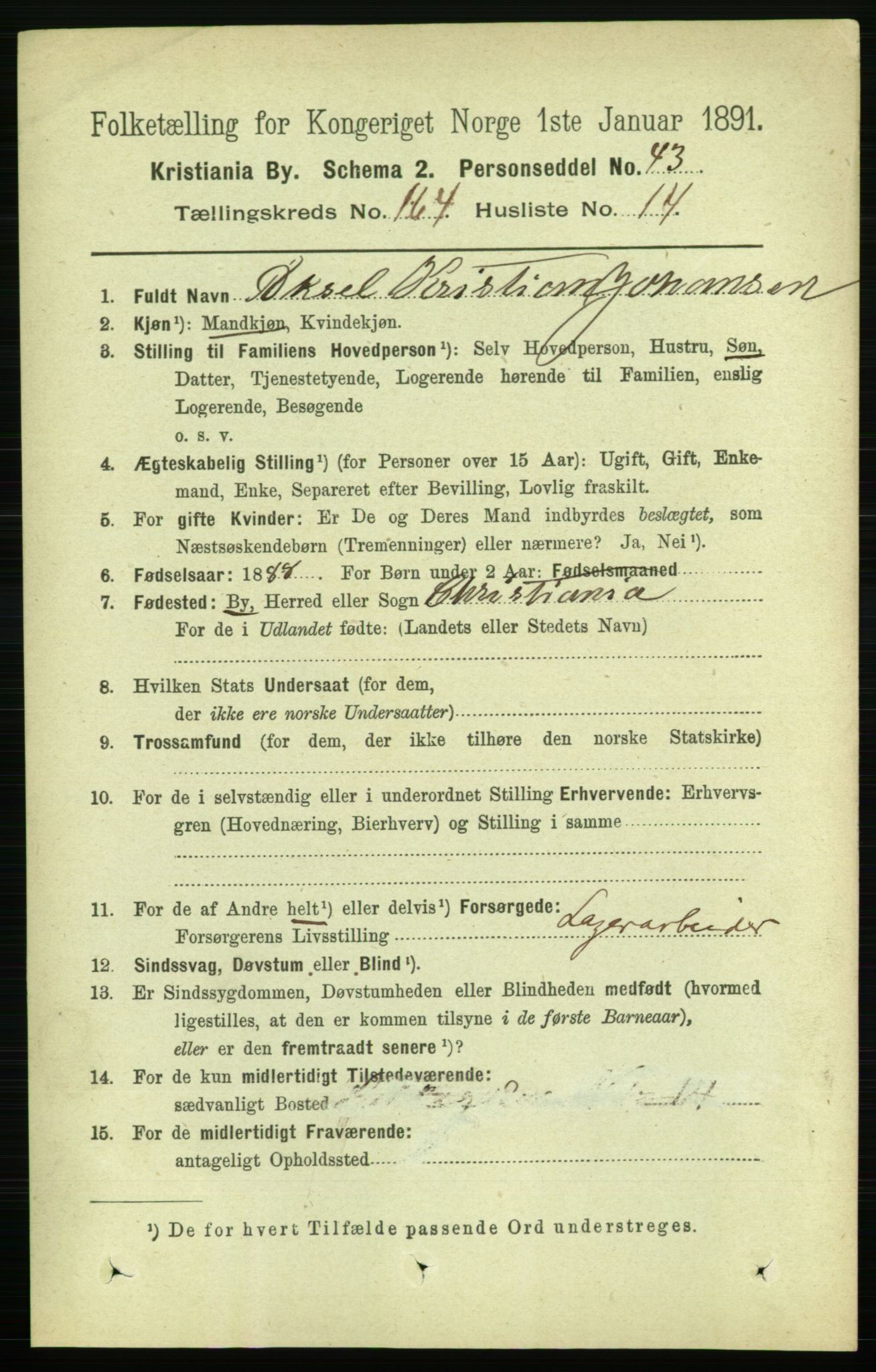RA, 1891 census for 0301 Kristiania, 1891, p. 94644