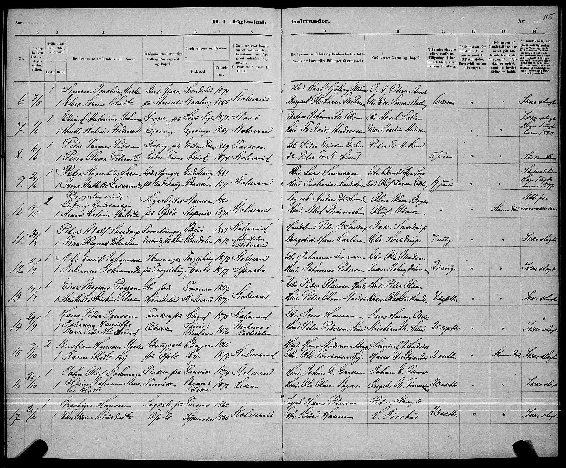 Ministerialprotokoller, klokkerbøker og fødselsregistre - Nord-Trøndelag, SAT/A-1458/780/L0651: Parish register (copy) no. 780C03, 1884-1898, p. 115