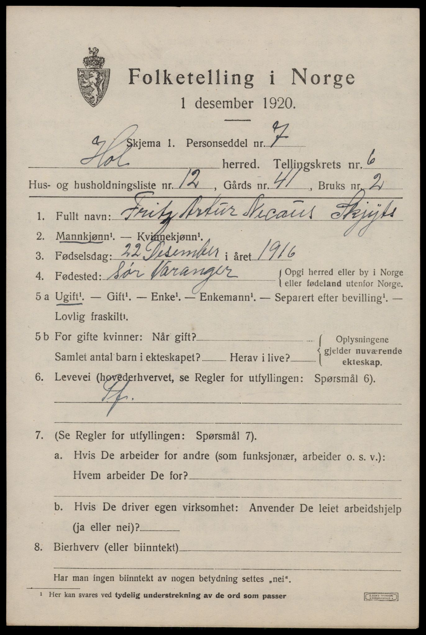 SAT, 1920 census for Hol, 1920, p. 4731