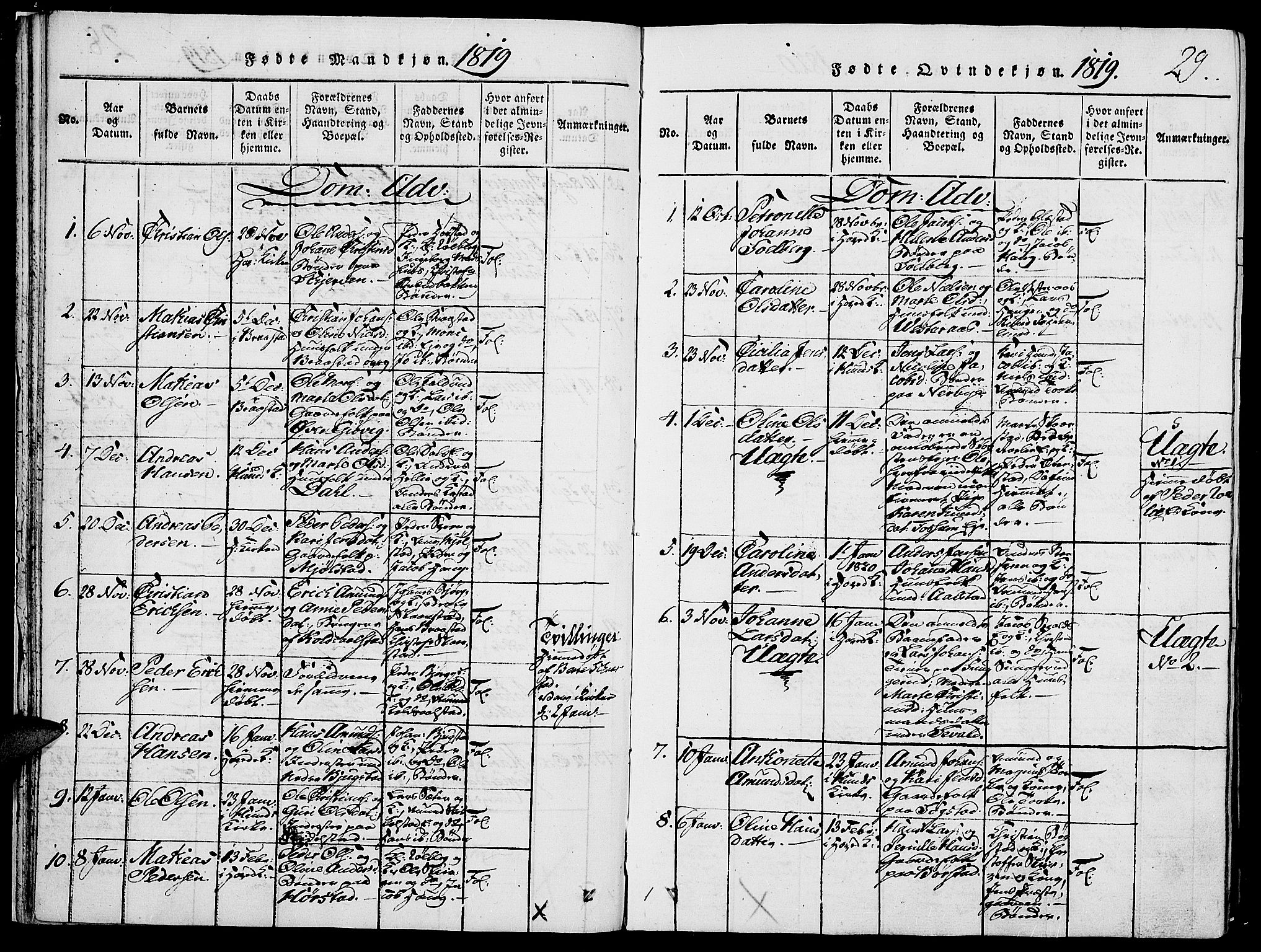 Vardal prestekontor, SAH/PREST-100/H/Ha/Haa/L0004: Parish register (official) no. 4, 1814-1831, p. 29