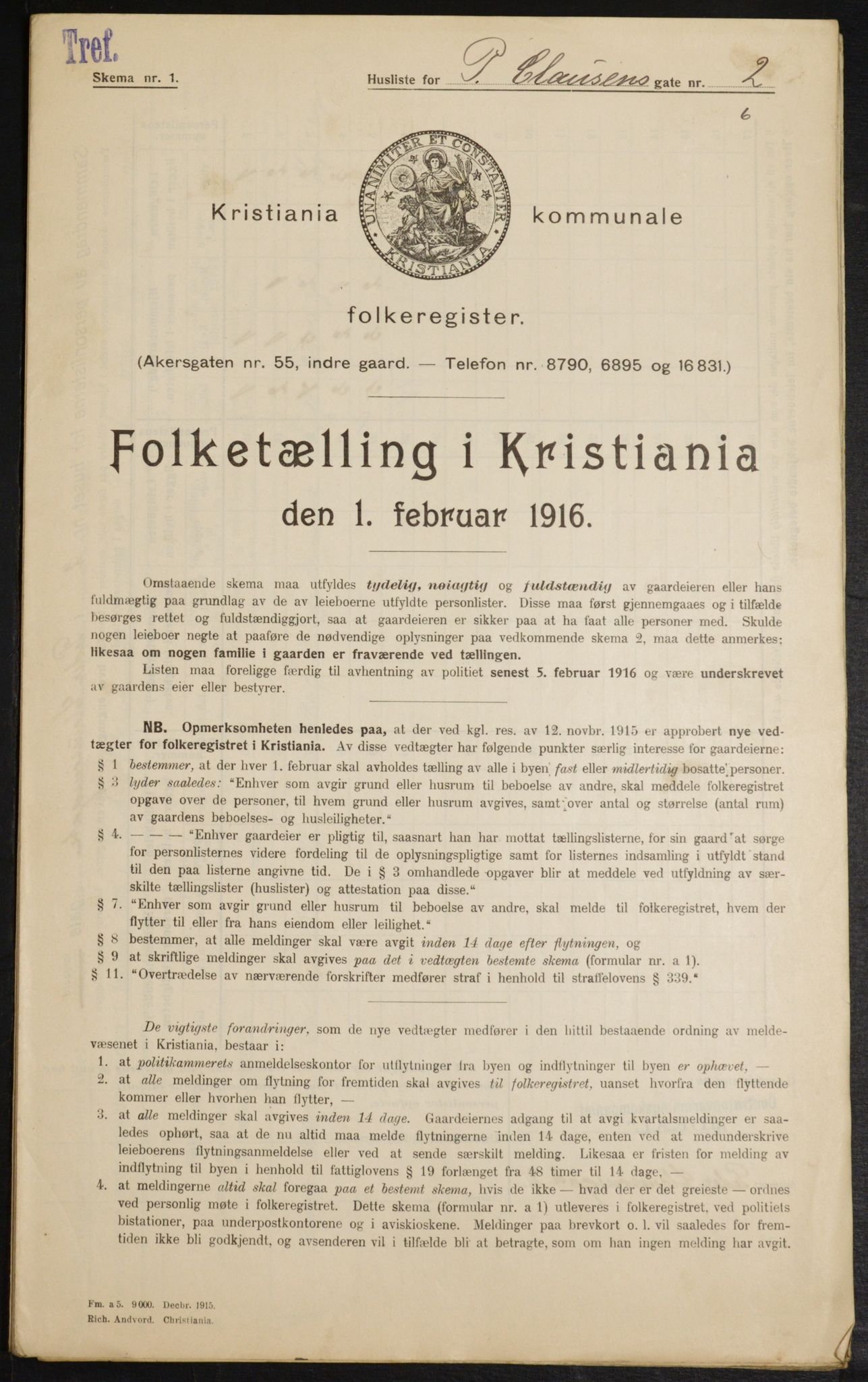 OBA, Municipal Census 1916 for Kristiania, 1916, p. 80686