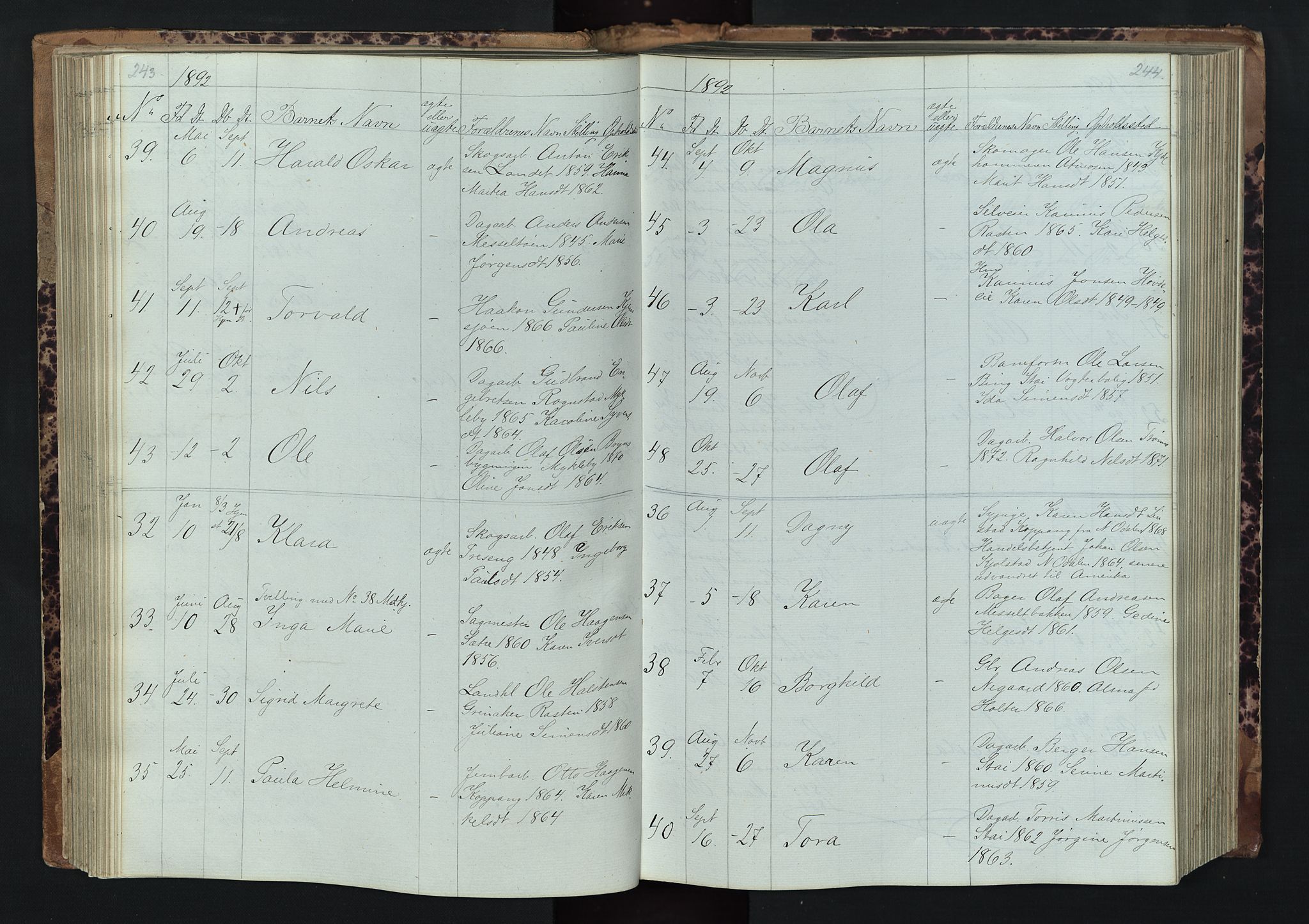 Stor-Elvdal prestekontor, SAH/PREST-052/H/Ha/Hab/L0001: Parish register (copy) no. 1 /1, 1860-1894, p. 243-244