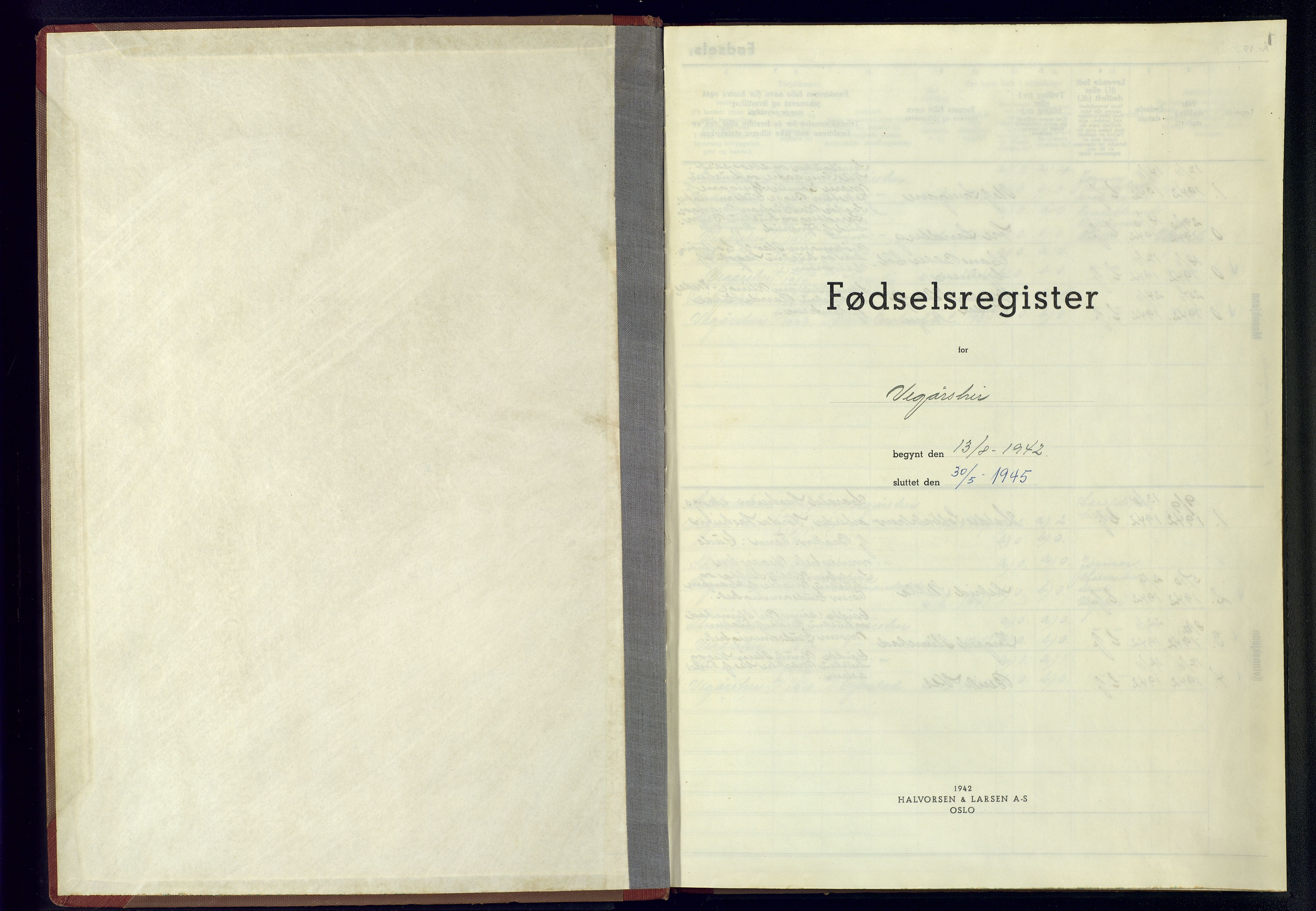 Gjerstad sokneprestkontor, AV/SAK-1111-0014/J/Je/L0002: Birth register no. A-VI-4, 1942-1945