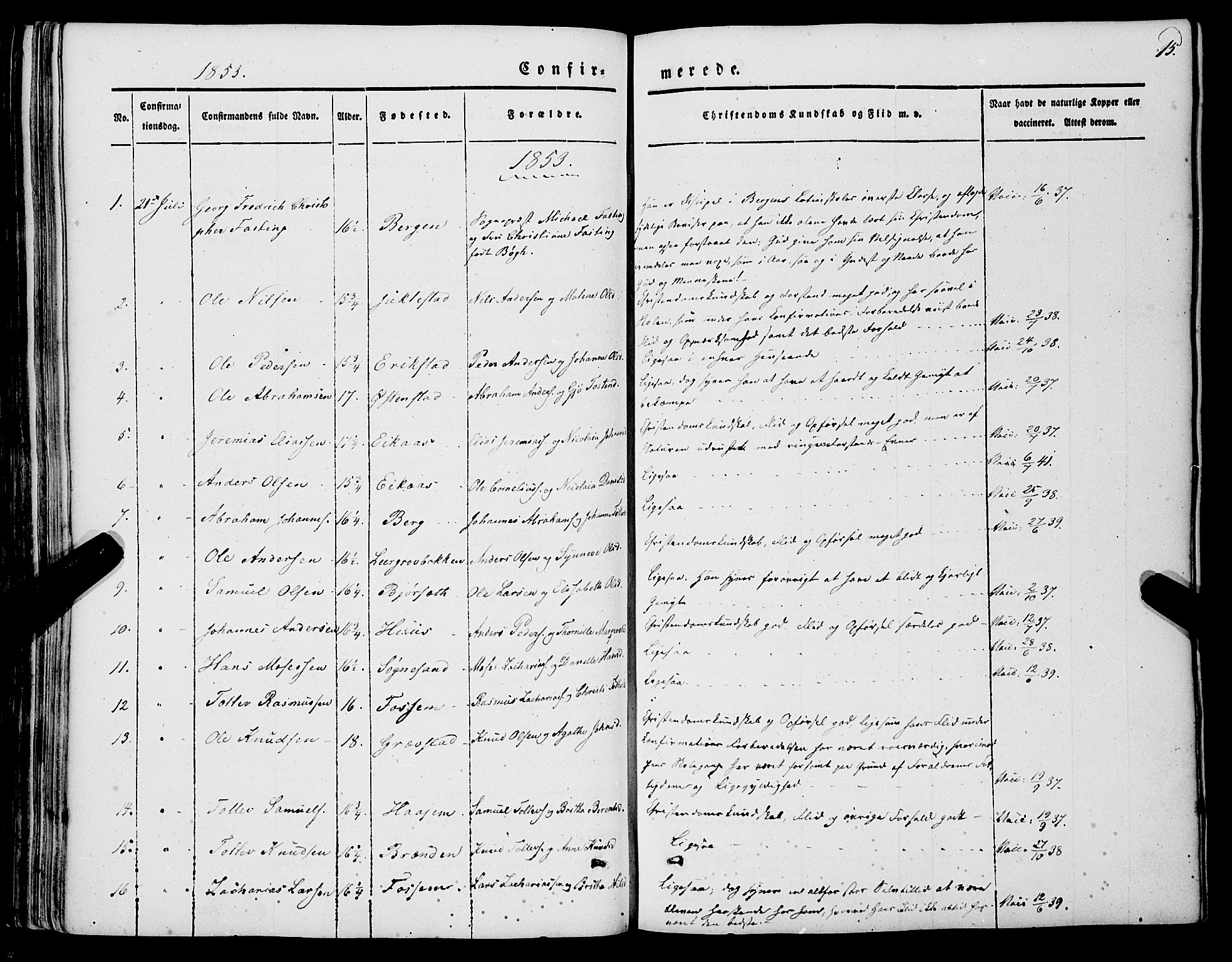 Jølster sokneprestembete, SAB/A-80701/H/Haa/Haaa/L0010: Parish register (official) no. A 10, 1847-1865, p. 15