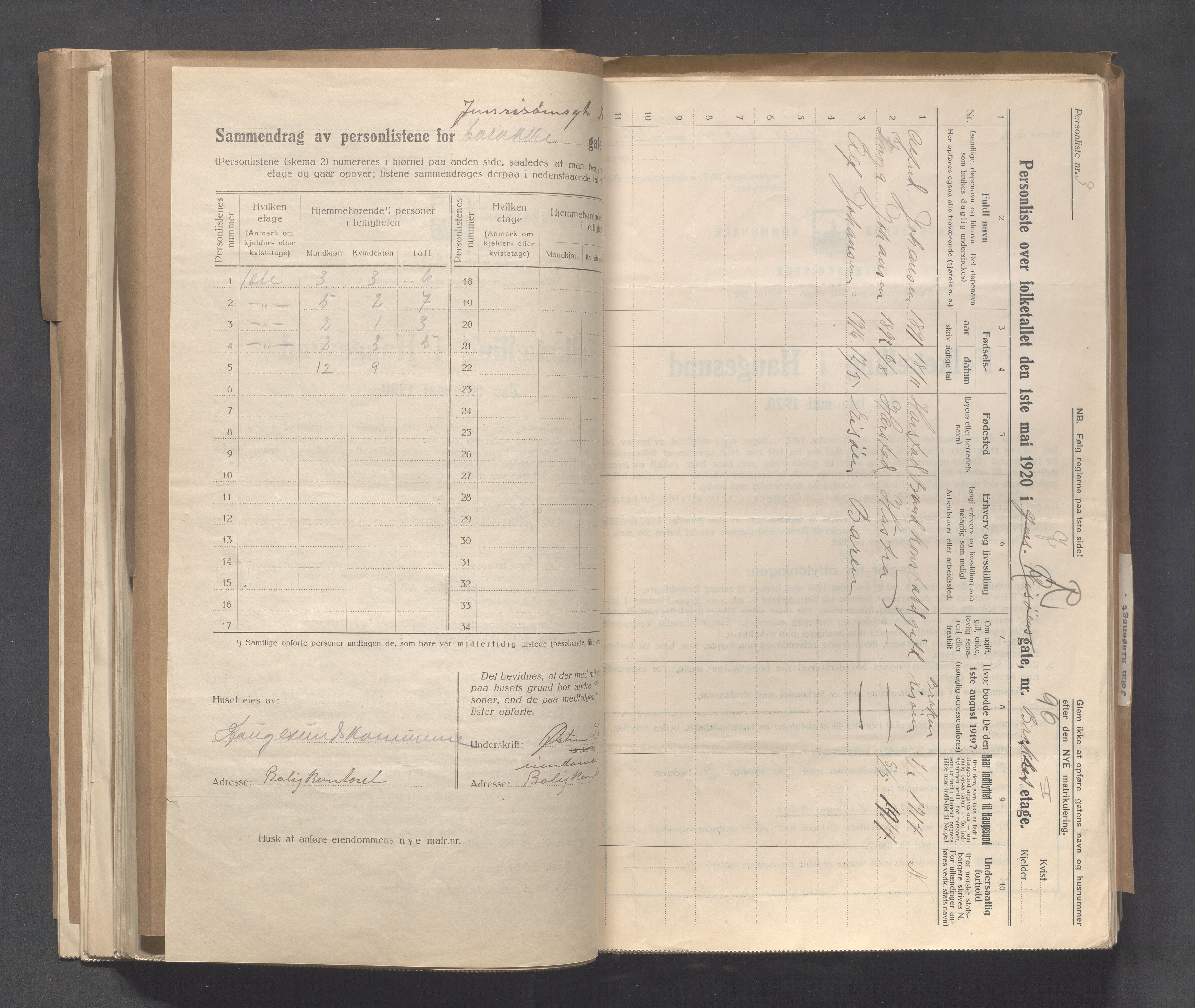 IKAR, Local census 1.5.1920 for Haugesund, 1920, p. 6424