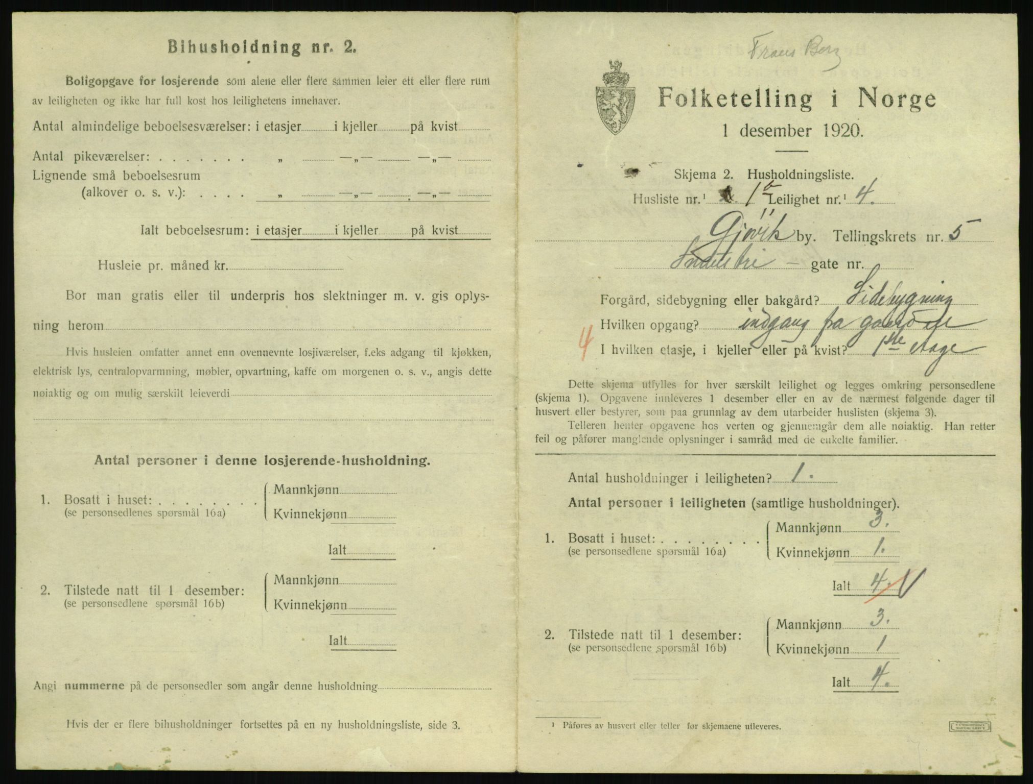 SAH, 1920 census for Gjøvik, 1920, p. 2224