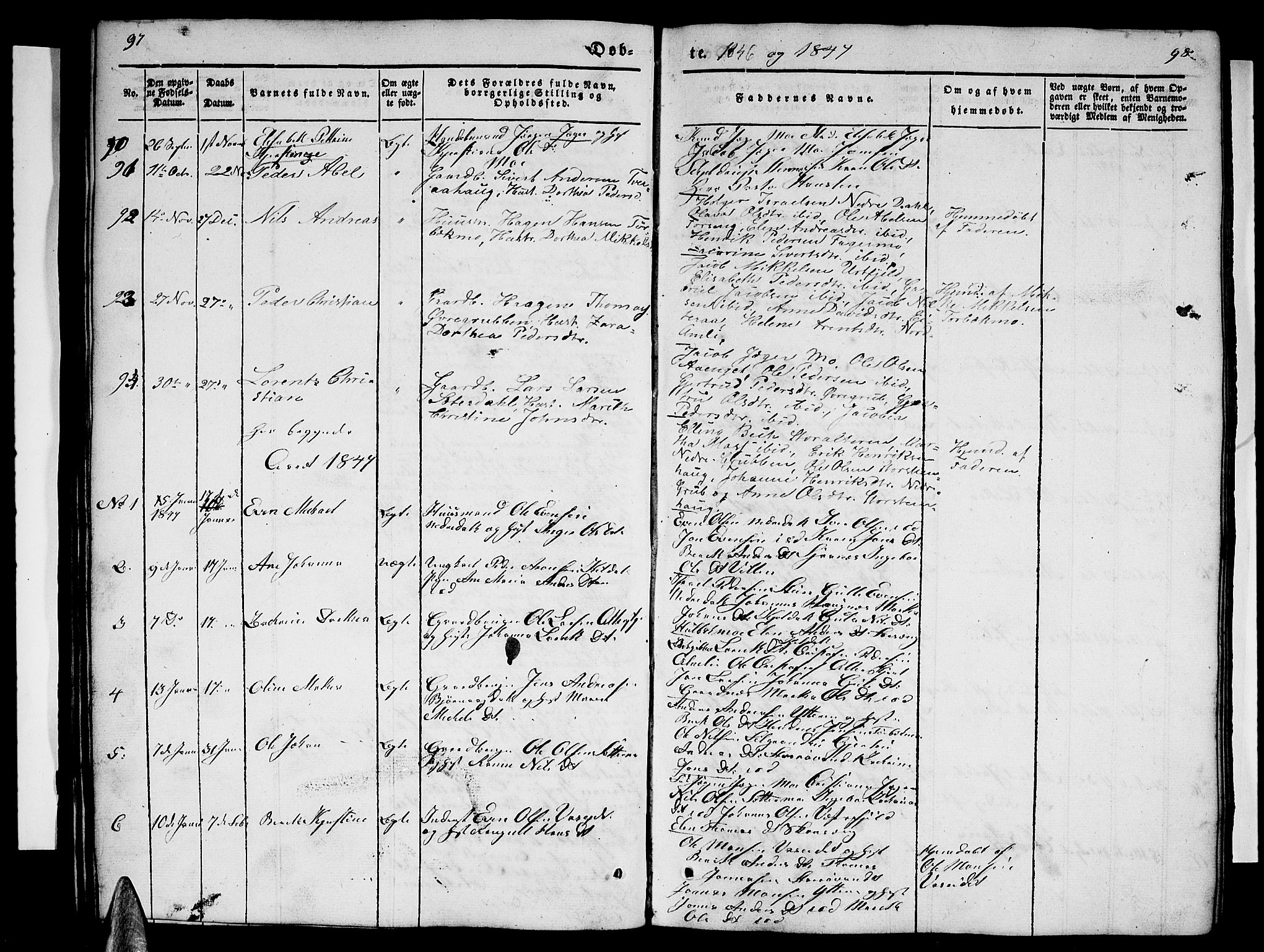 Ministerialprotokoller, klokkerbøker og fødselsregistre - Nordland, AV/SAT-A-1459/827/L0413: Parish register (copy) no. 827C02, 1842-1852, p. 97-98