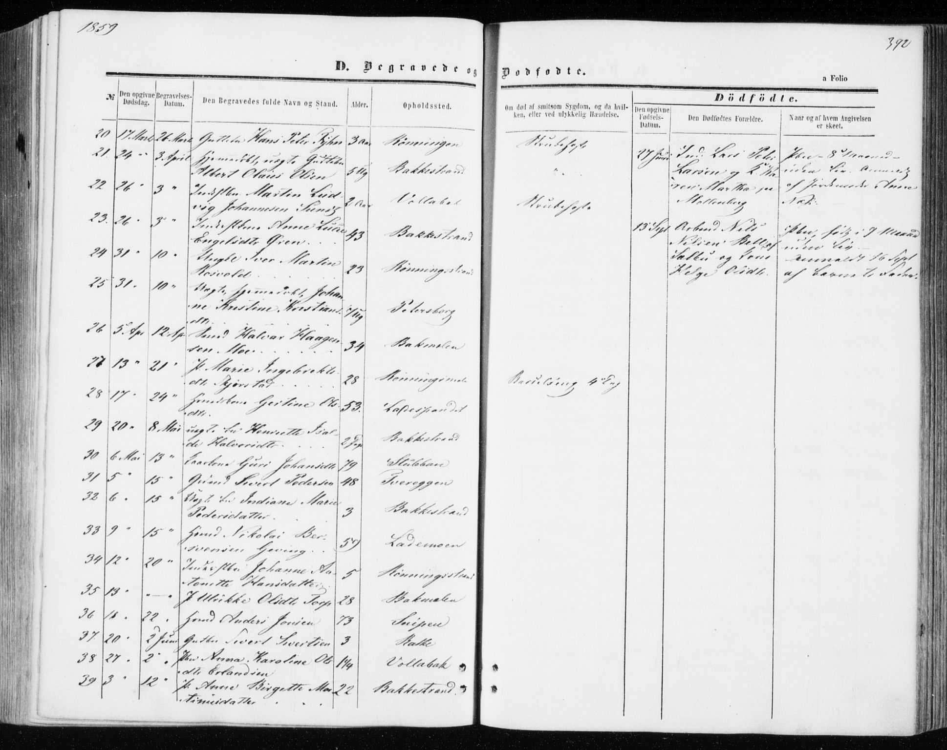 Ministerialprotokoller, klokkerbøker og fødselsregistre - Sør-Trøndelag, SAT/A-1456/606/L0292: Parish register (official) no. 606A07, 1856-1865, p. 392