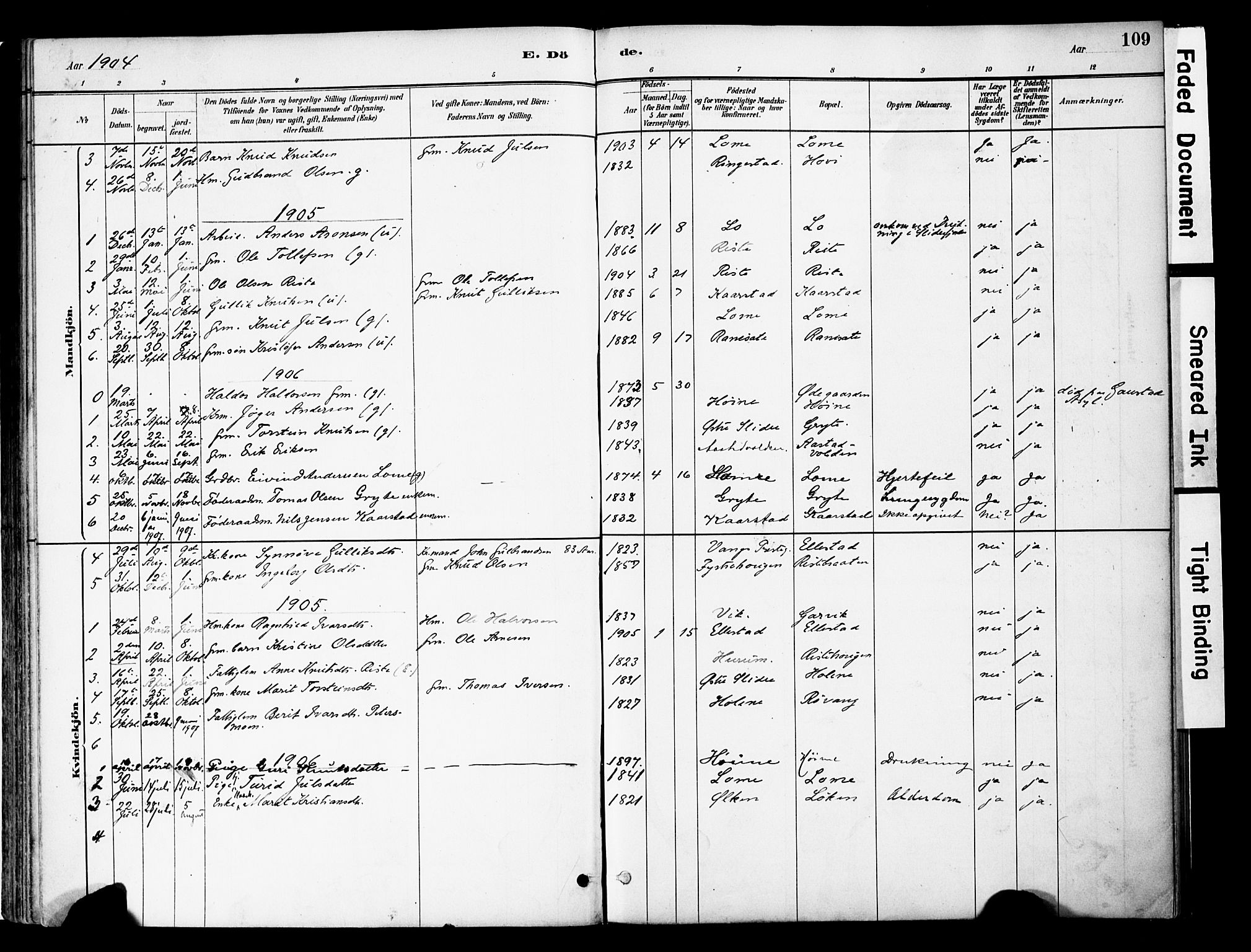 Vestre Slidre prestekontor, SAH/PREST-136/H/Ha/Haa/L0005: Parish register (official) no. 5, 1881-1912, p. 109