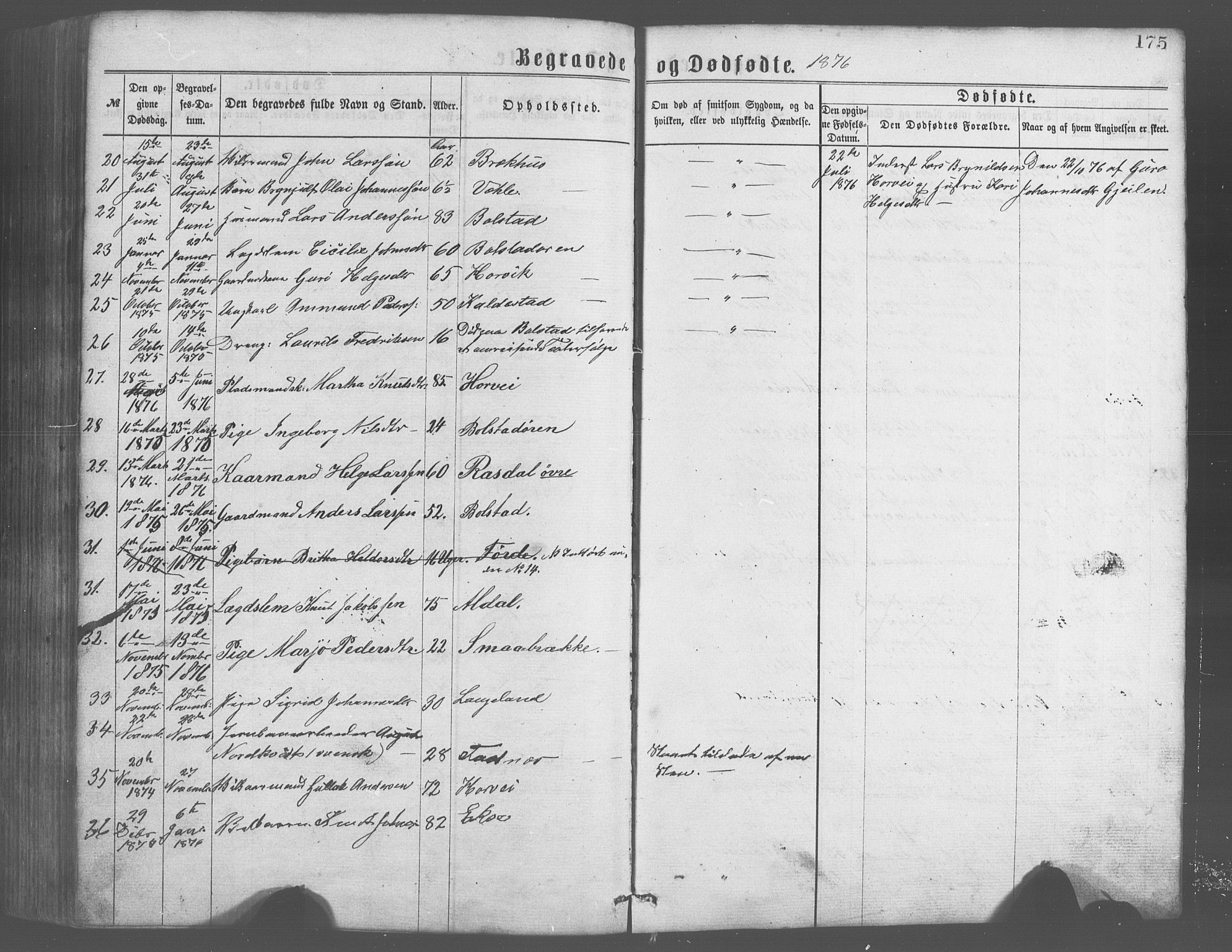 Evanger sokneprestembete, SAB/A-99924: Parish register (copy) no. A 2, 1863-1879, p. 175